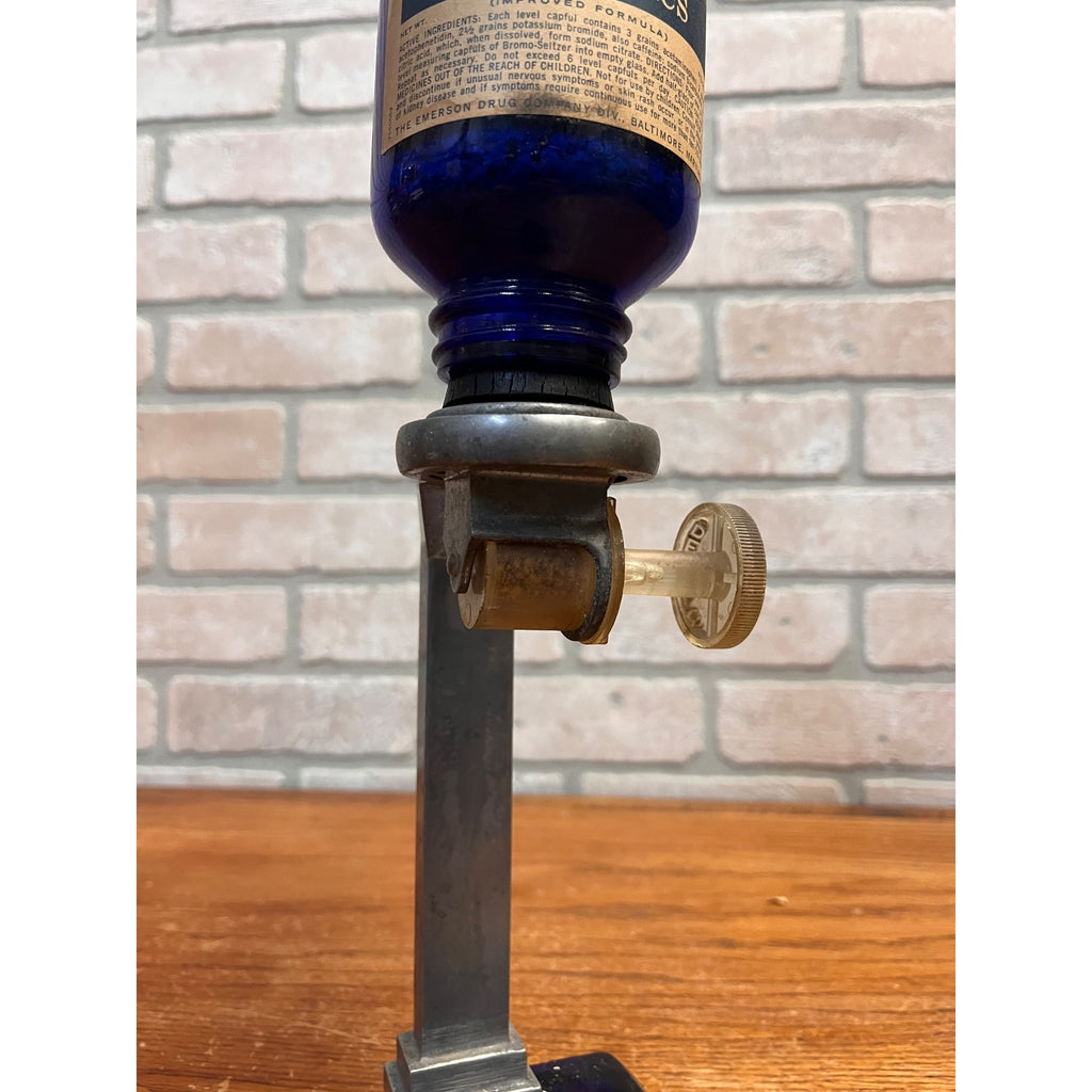 Vintage Cobalt Blue Bromo Seltzer Dispenser Drug Store Countertop Display
