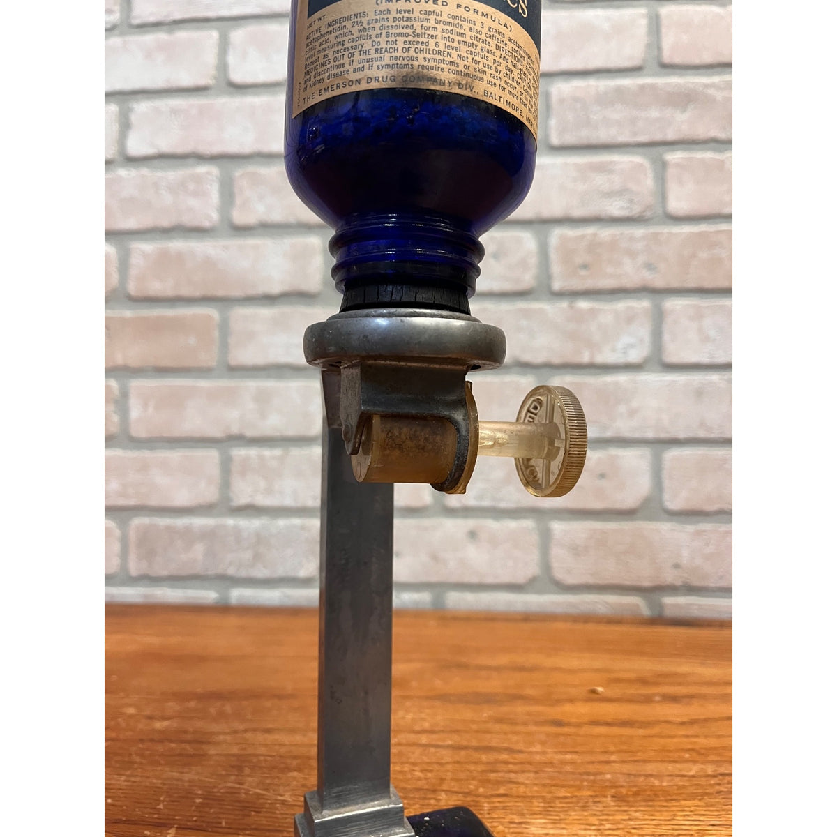 Vintage Cobalt Blue Bromo Seltzer Dispenser Drug Store Countertop Display