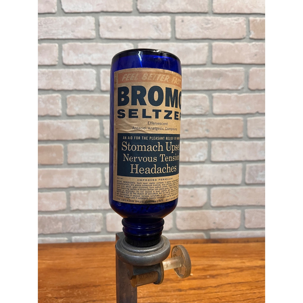 Vintage Cobalt Blue Bromo Seltzer Dispenser Drug Store Countertop Display