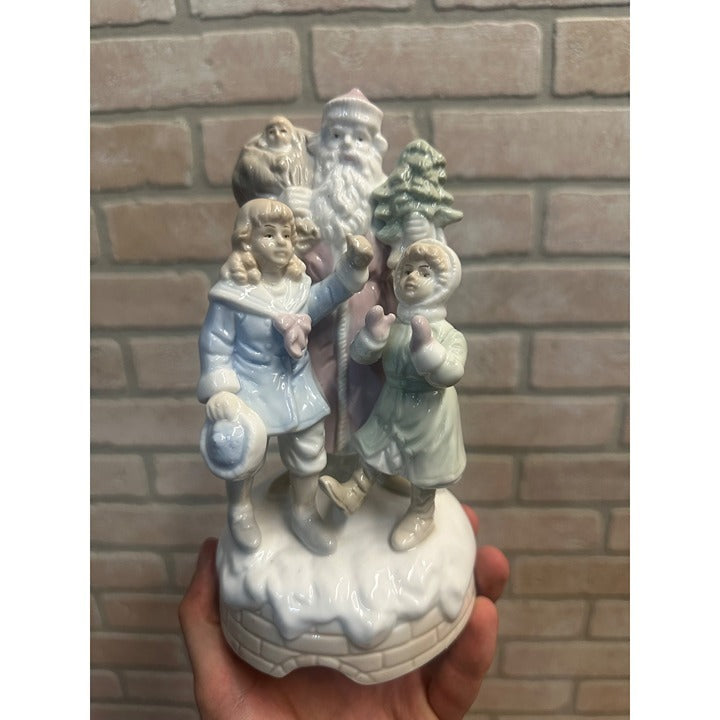Vintage Porcelain Santa Figure Musical Christmas 8" (Santa Coming To Town)