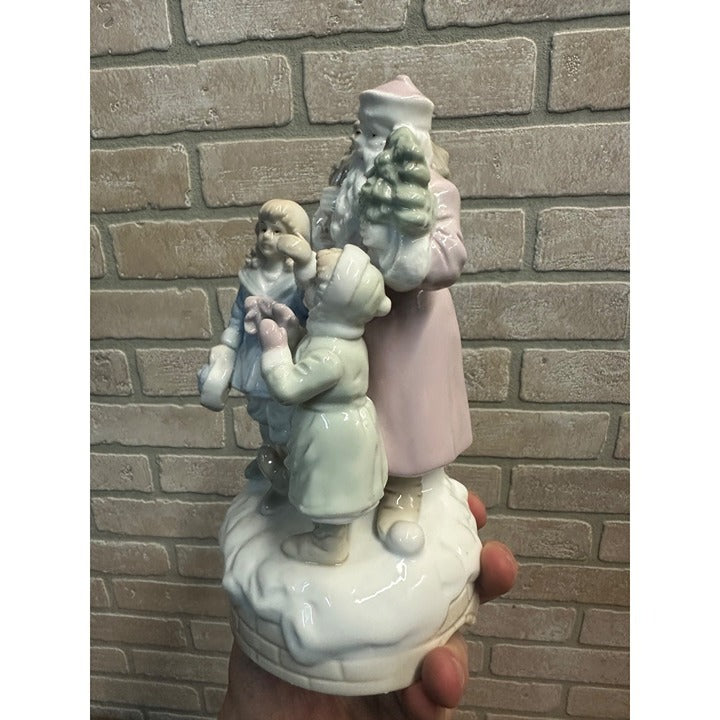 Vintage Porcelain Santa Figure Musical Christmas 8" (Santa Coming To Town)
