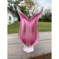 Vintage Josef Hospodka Bohemia Blown Glass Vase Pink Czech Republic 10.5"