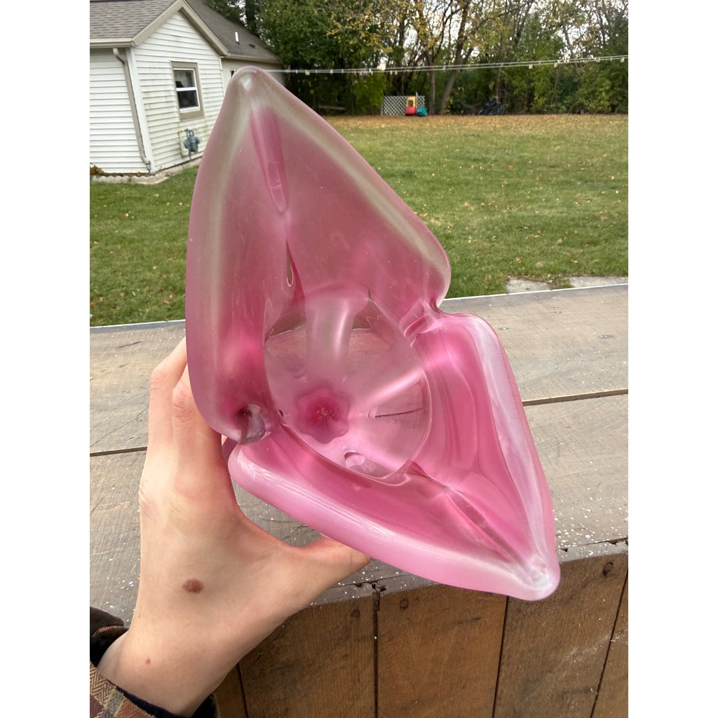 Vintage Josef Hospodka Bohemia Blown Glass Vase Pink Czech Republic 10.5"