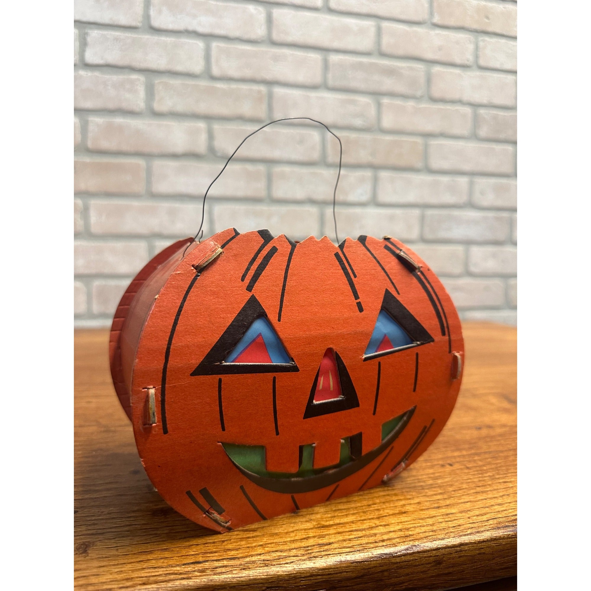 Vintage 1940s Halloween Jack O Lantern Cardboard JOL 7" w/ Insert Antique Old