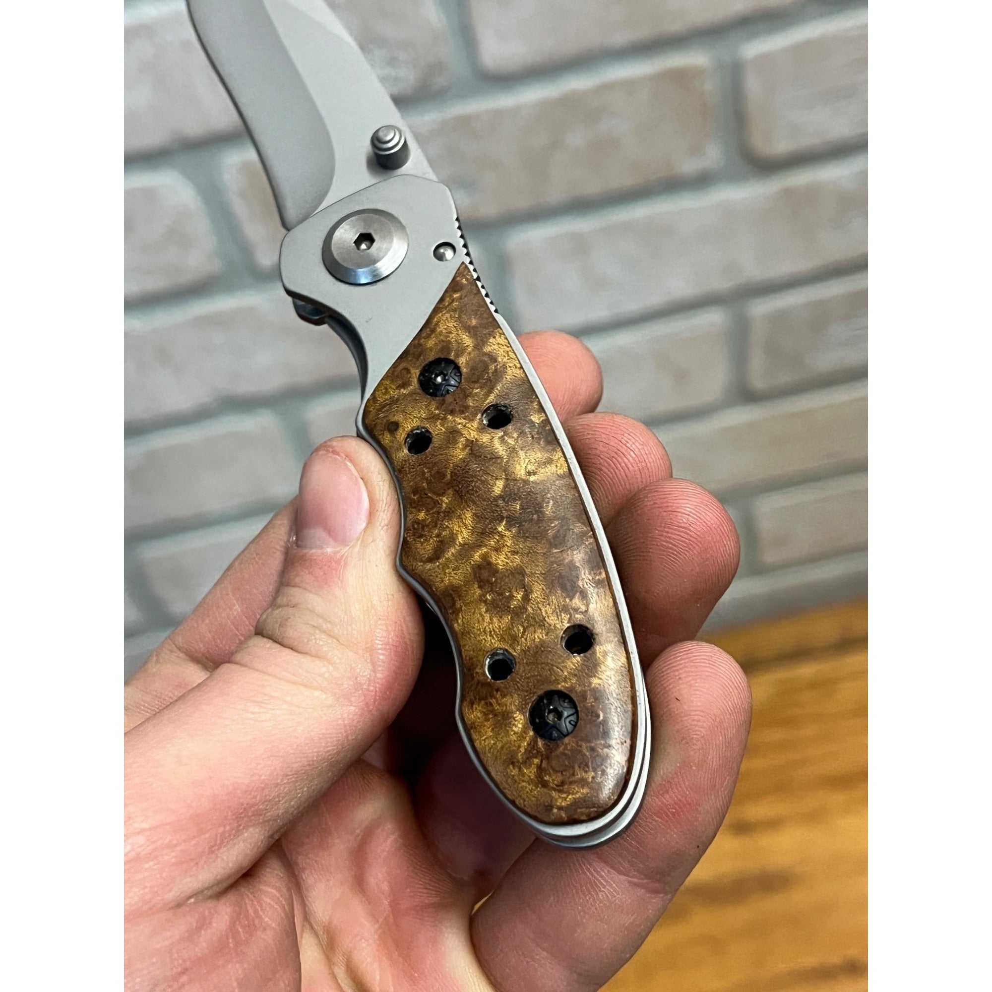 Winchester 2006 Burl Wood Folding Pocket Knife 2-3/4"Blade 3-3/4"Closed VGUC