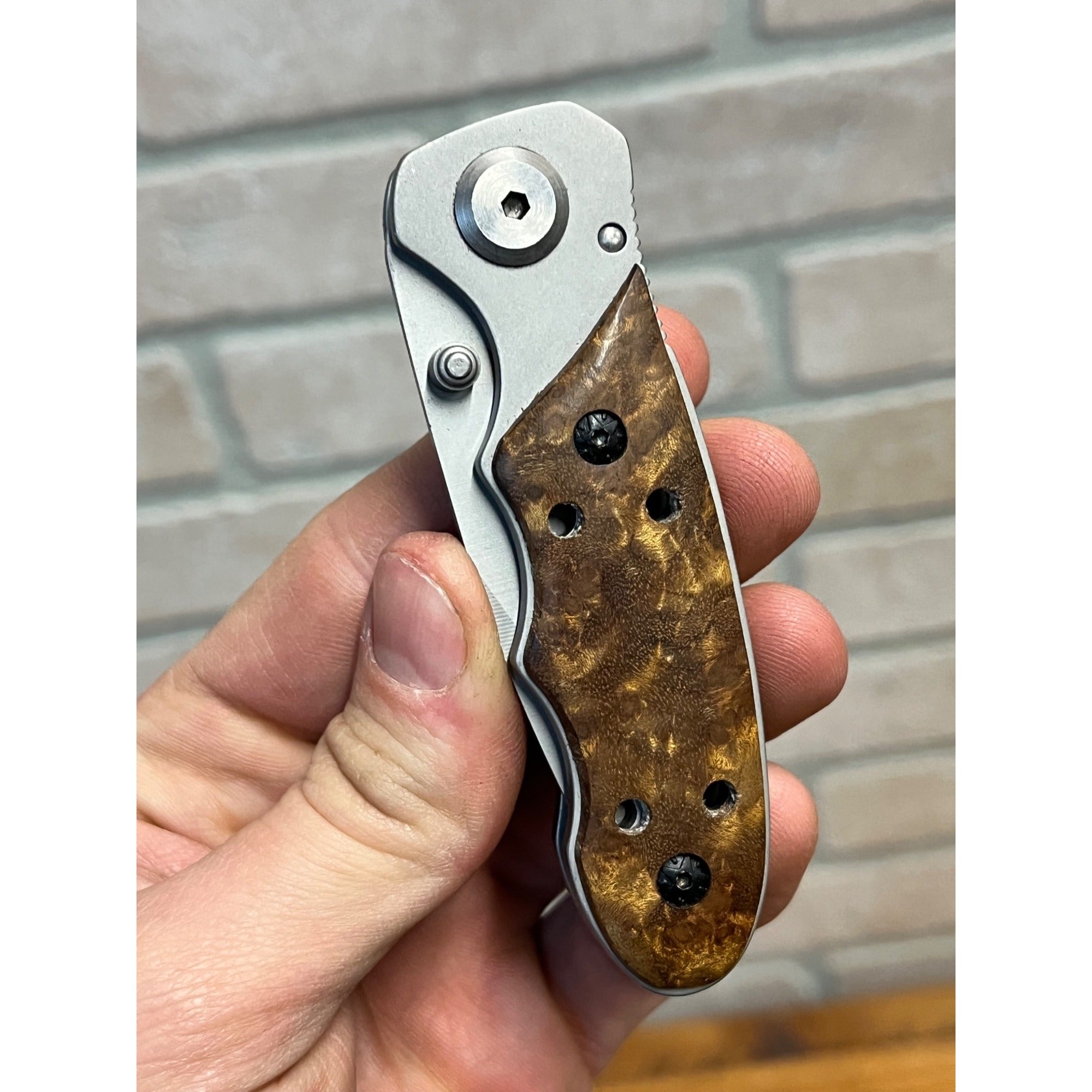 Winchester 2006 Burl Wood Folding Pocket Knife 2-3/4"Blade 3-3/4"Closed VGUC