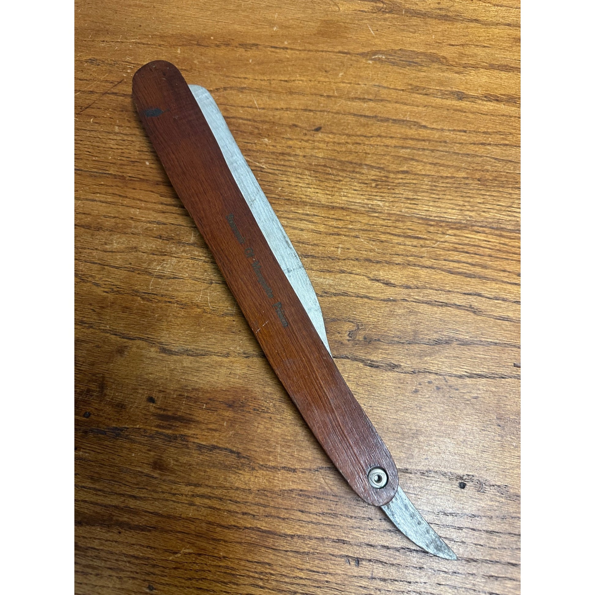 Vintage Marquette Michigan Prison Art Wooden Oversized 15" Straight Razor Prisoner MI