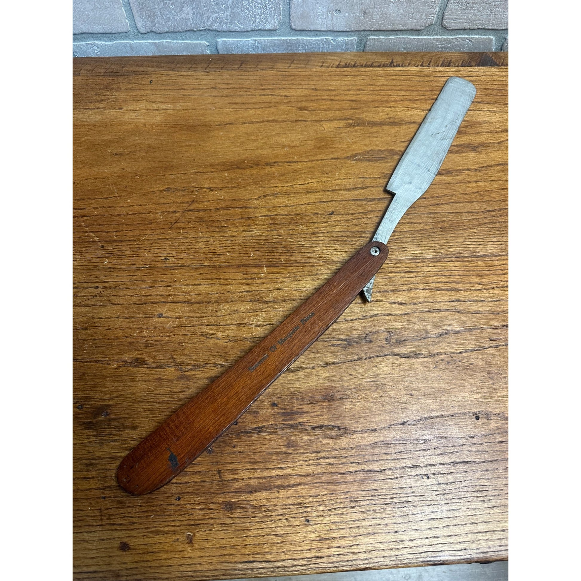 Vintage Marquette Michigan Prison Art Wooden Oversized 15" Straight Razor Prisoner MI