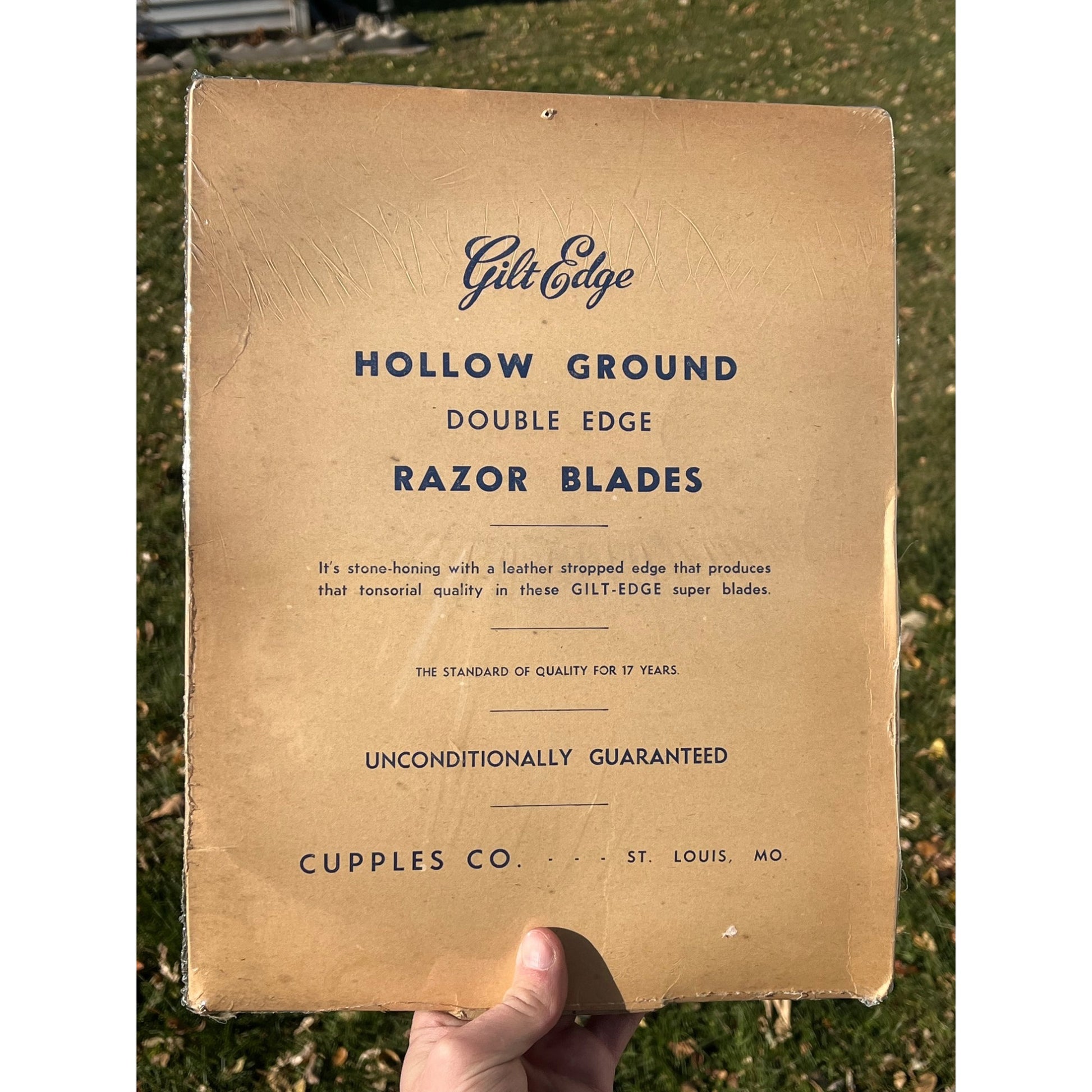 Vintage Gilt Edge NOS Razor Blades Cardboard Advertising Sign Store Display