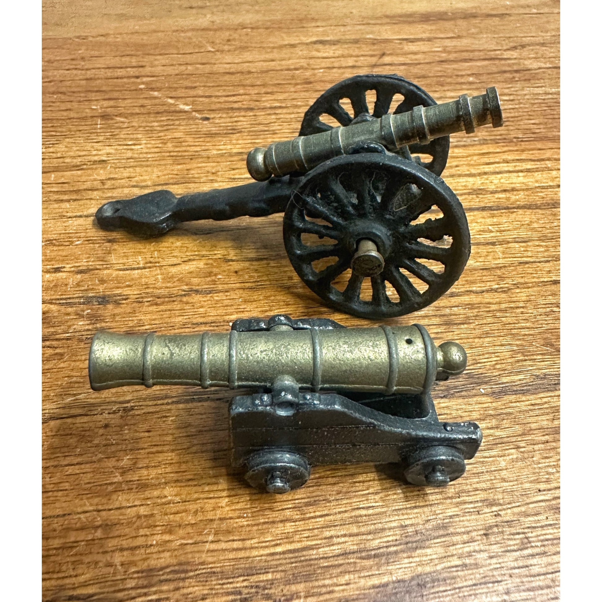 Vintage Lot (2) Civil War Toy Brass & Cast Iron Cannons - Penncraft
