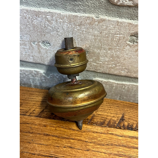 Vintage Antique Spinning Top Windup Spring French Toupie Ressort Brevetee Tin
