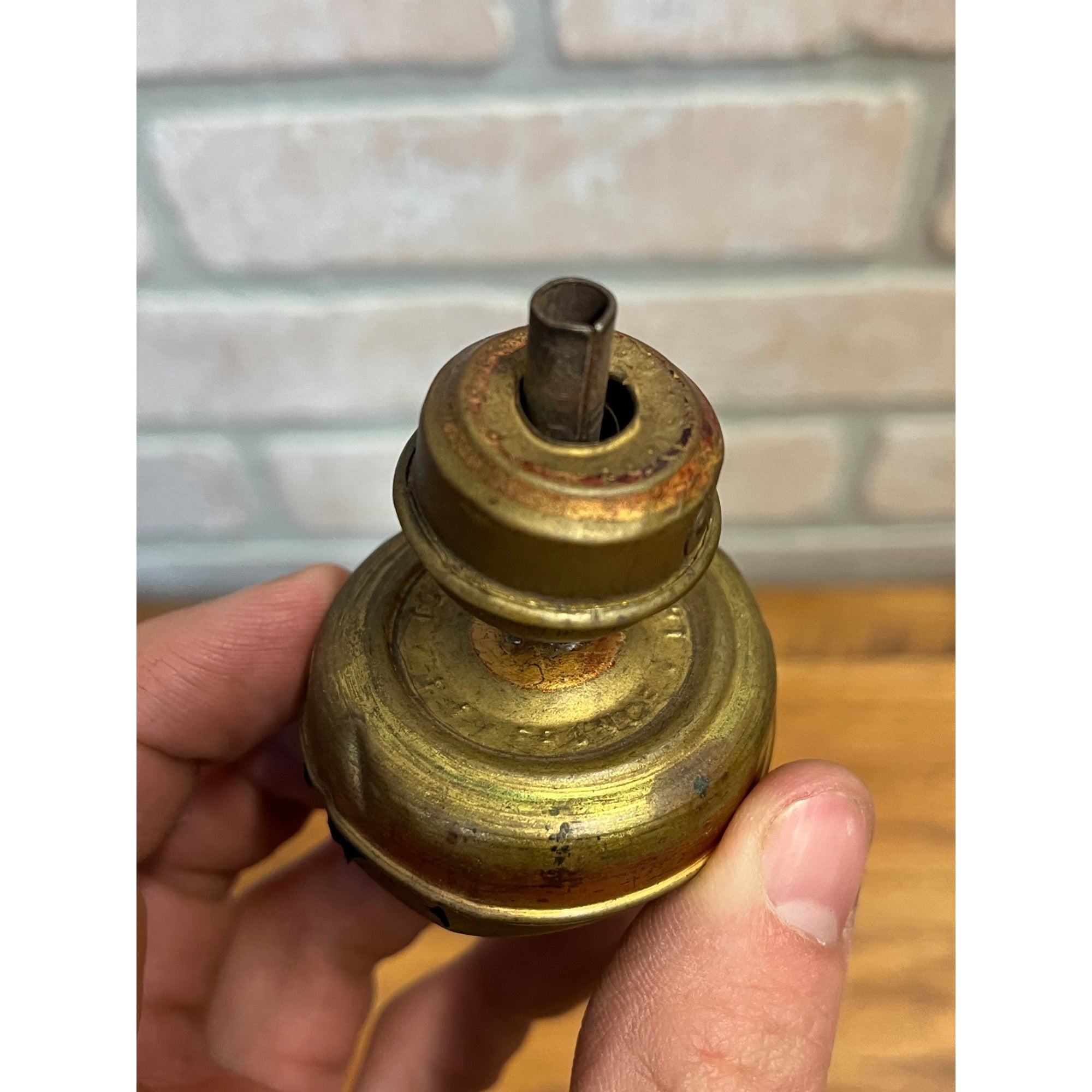 Vintage Antique Spinning Top Windup Spring French Toupie Ressort Brevetee Tin