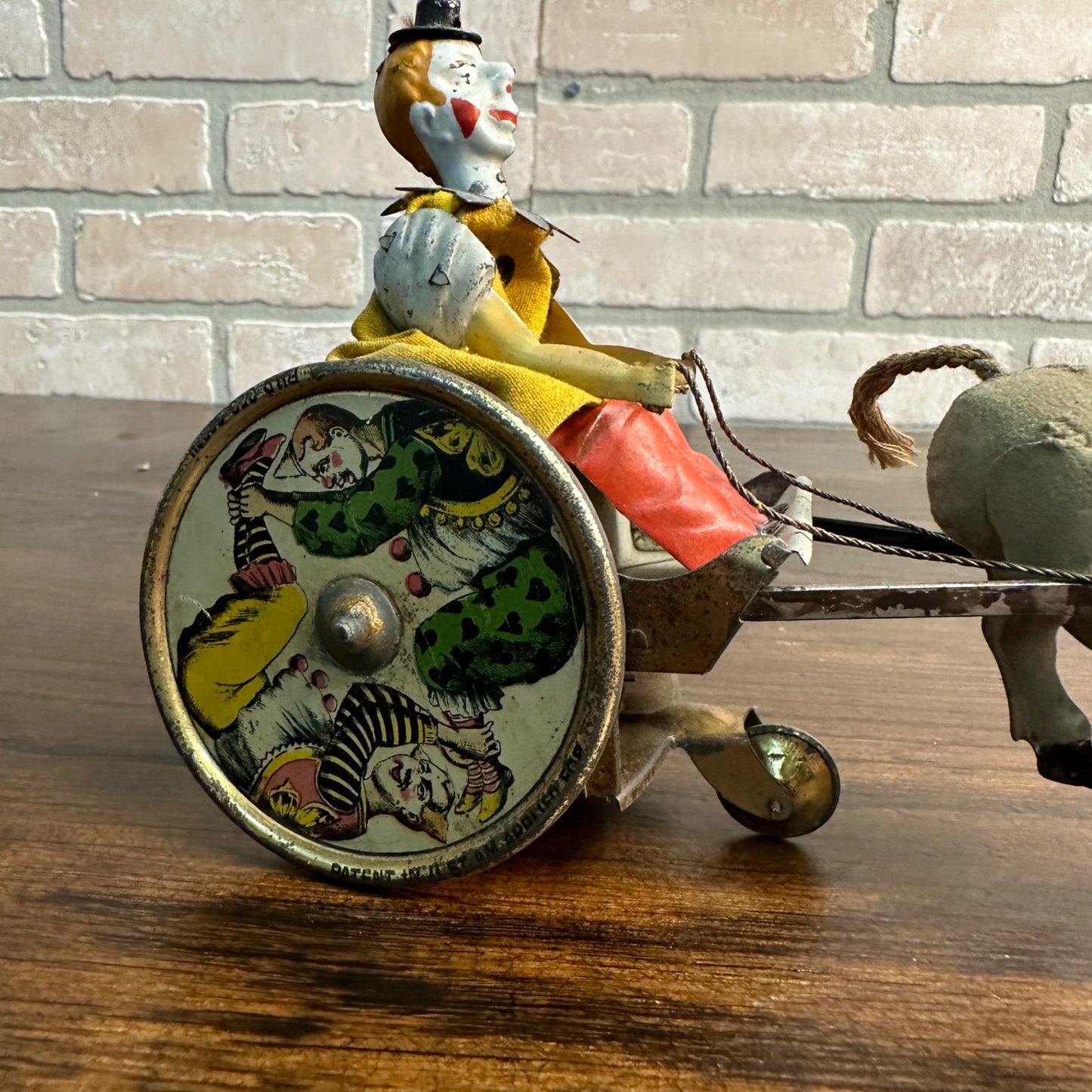 Vintage Lehmann Stubborn Donkey & Cart Circus Clown Windup Tin Litho Toy