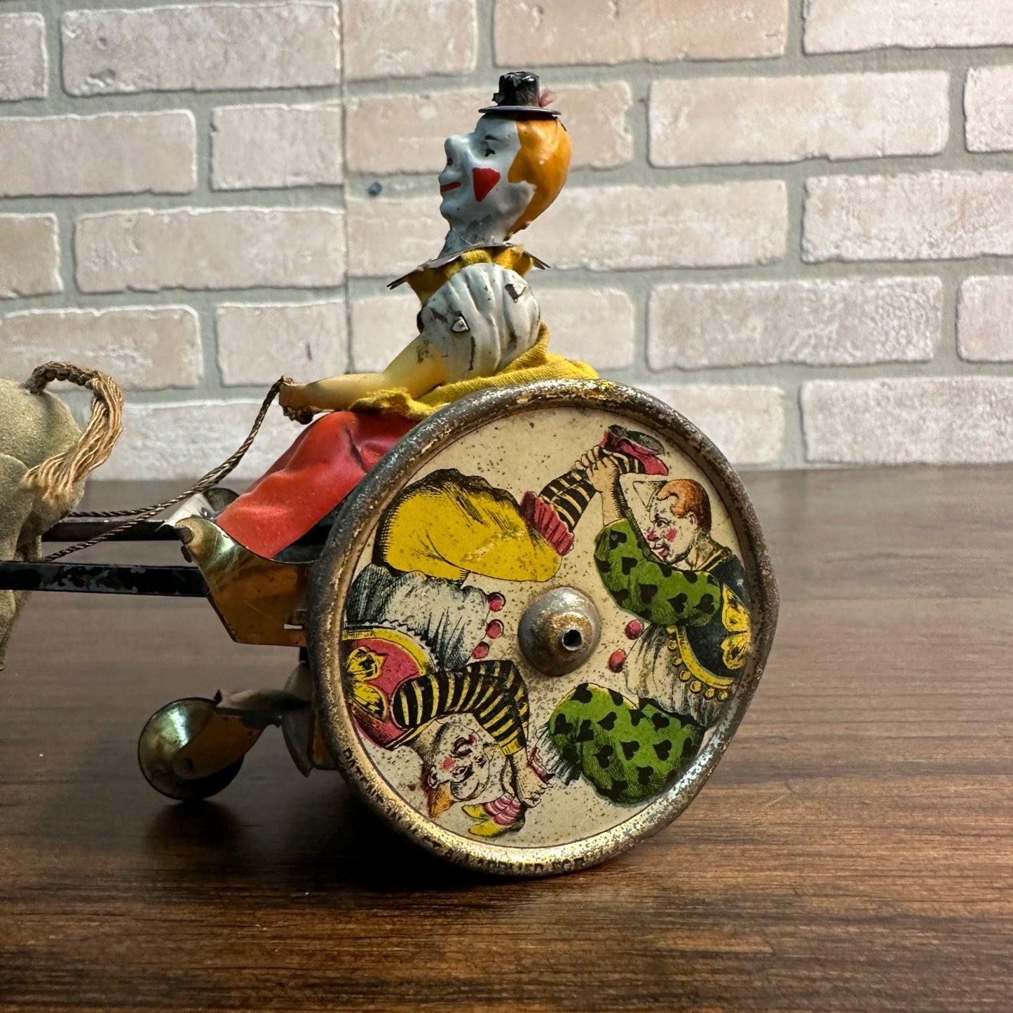 Vintage Lehmann Stubborn Donkey & Cart Circus Clown Windup Tin Litho Toy