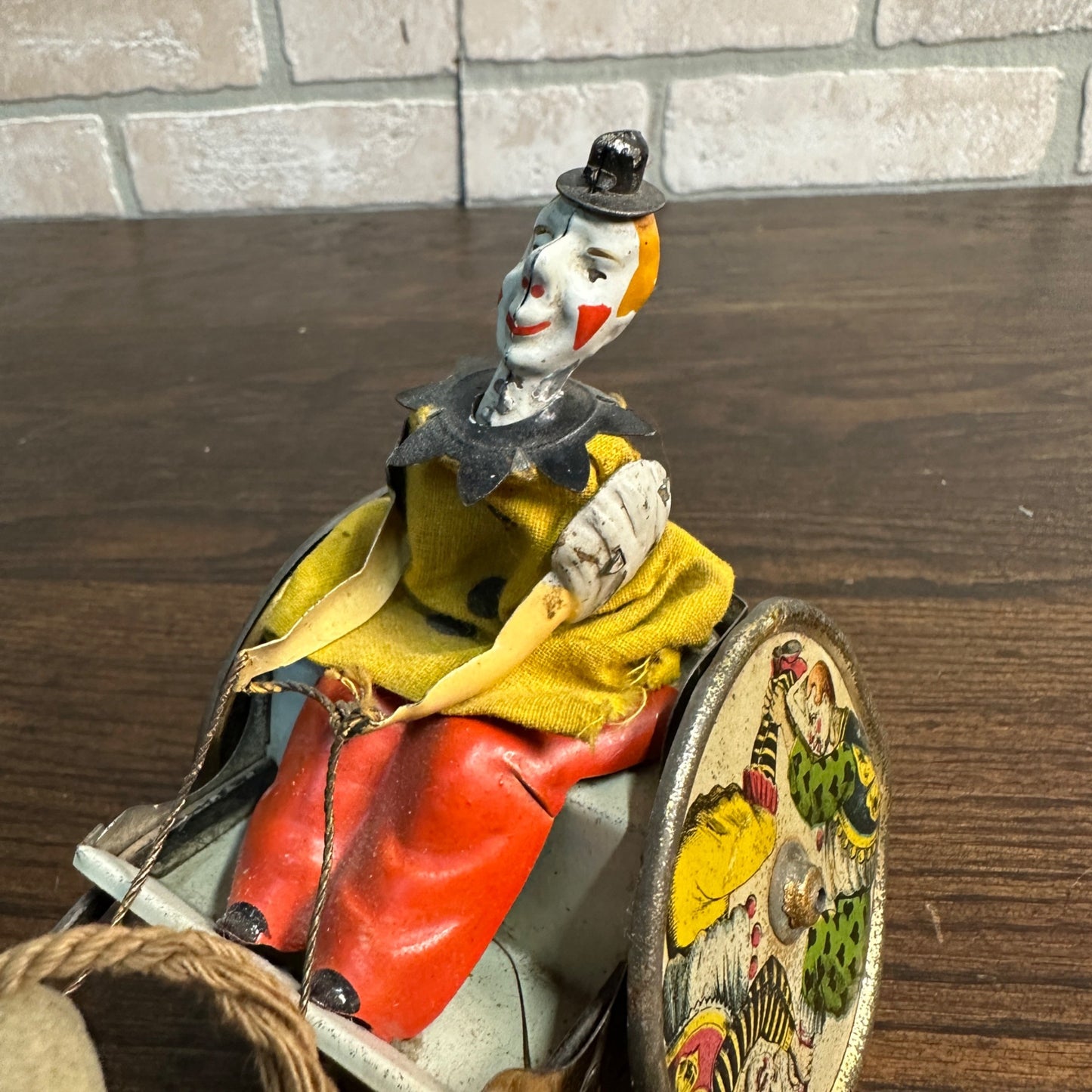 Vintage Lehmann Stubborn Donkey & Cart Circus Clown Windup Tin Litho Toy