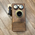 Antique Oak Wall Mount Telephone Leich Electric Co. ? #105-O 1600