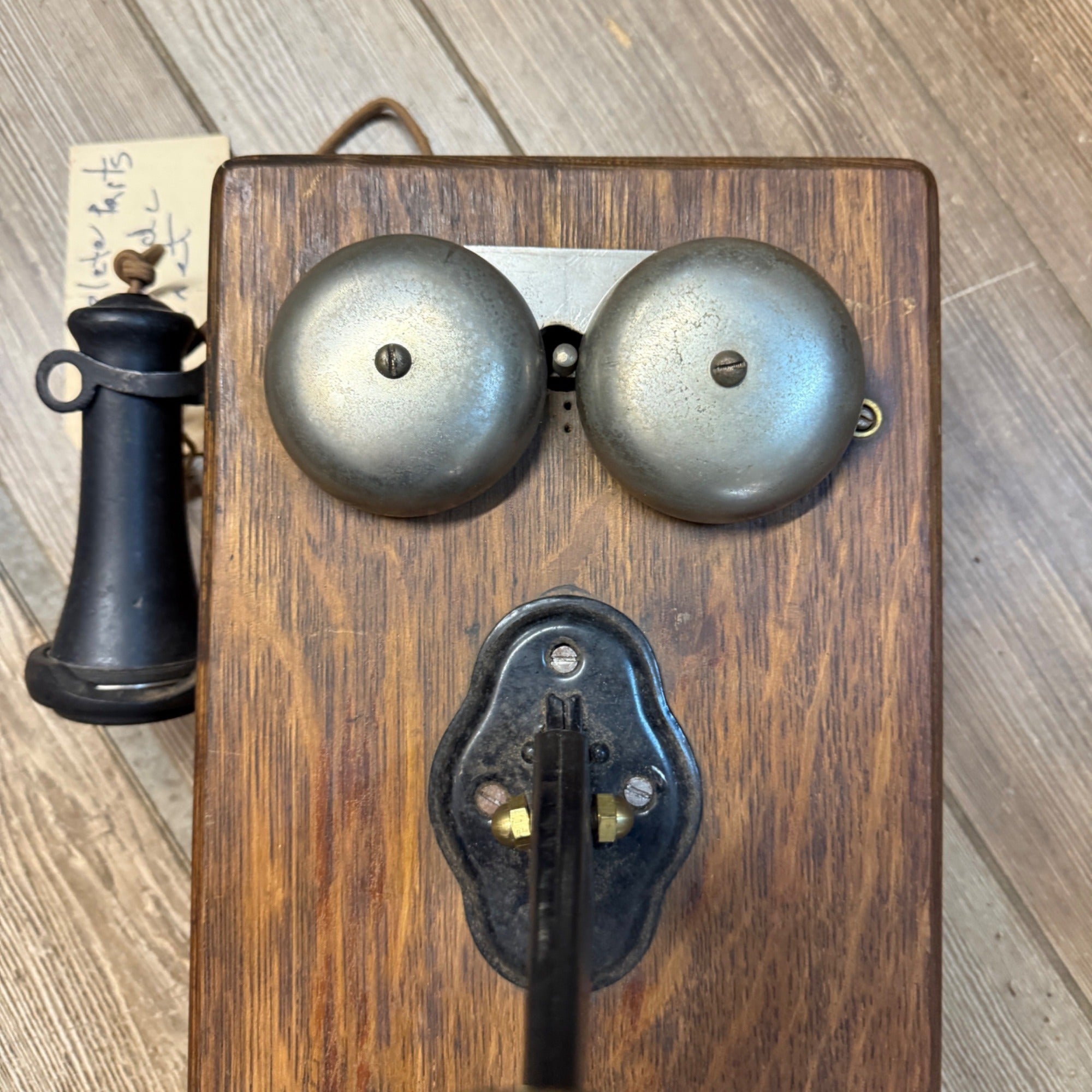 Antique Oak Wall Mount Telephone Leich Electric Co. ? #105-O 1600