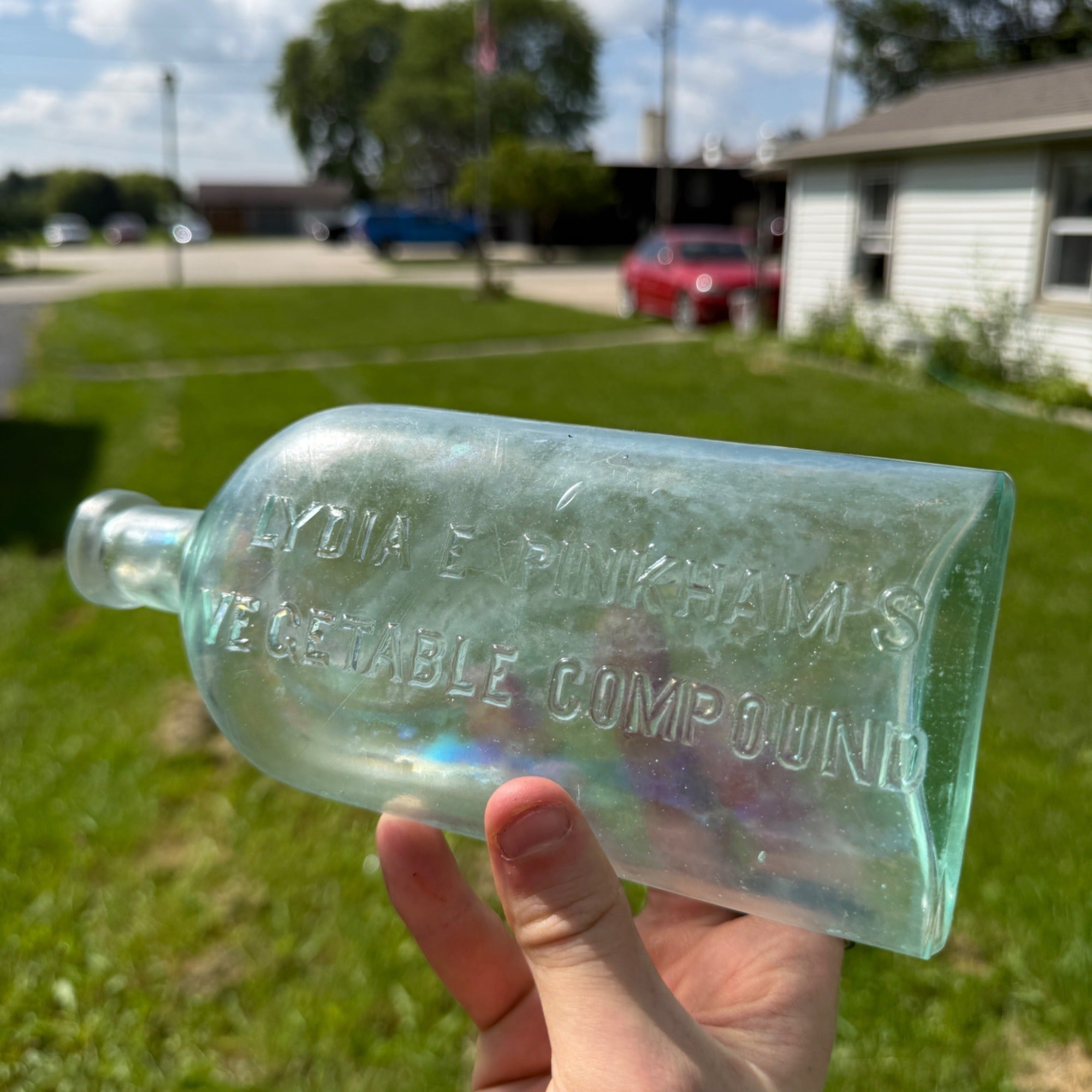 Early Blue Lydia Pinkham's Vegetable Compound Medicine Bottle Crude Blue