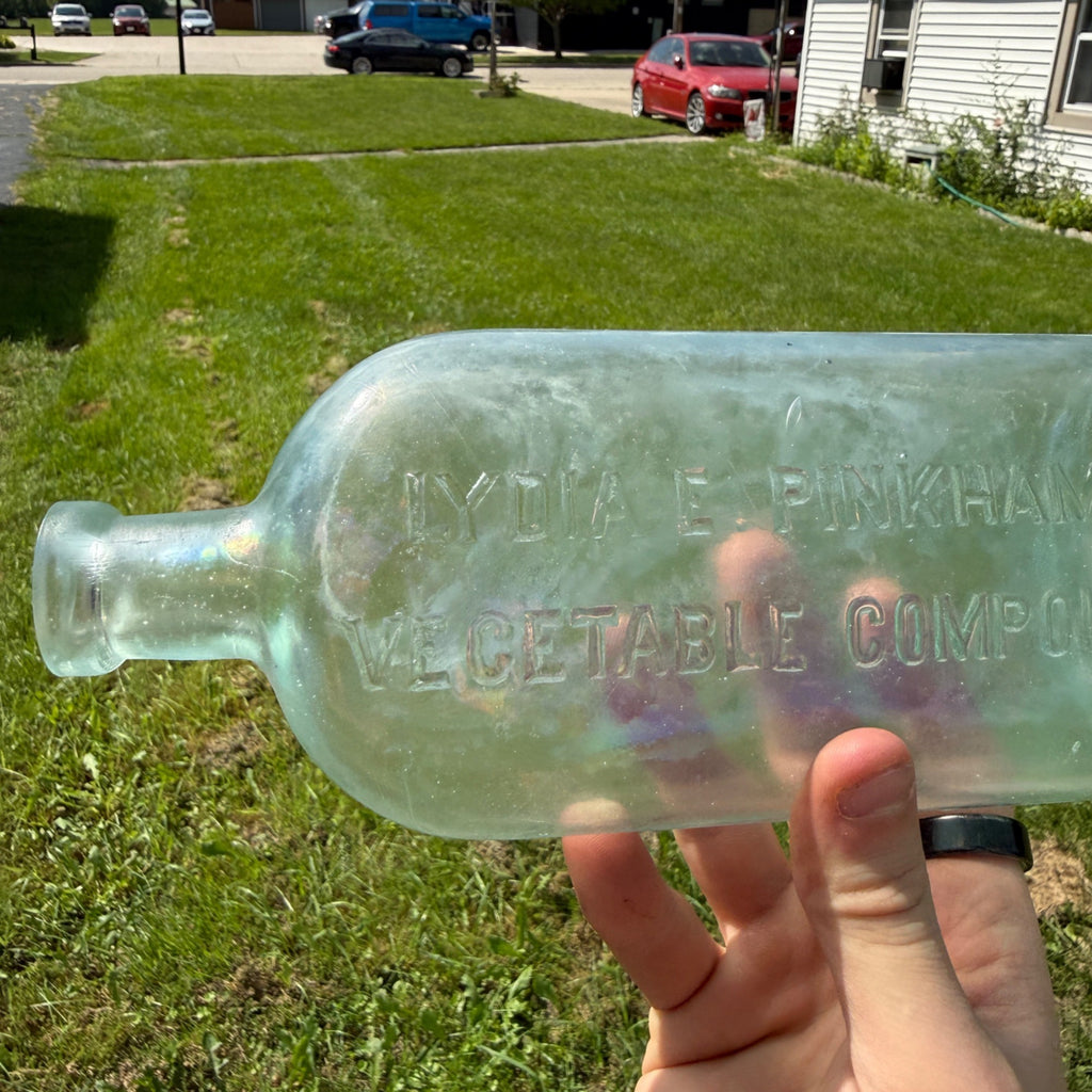 Early Blue Lydia Pinkham's Vegetable Compound Medicine Bottle Crude Blue