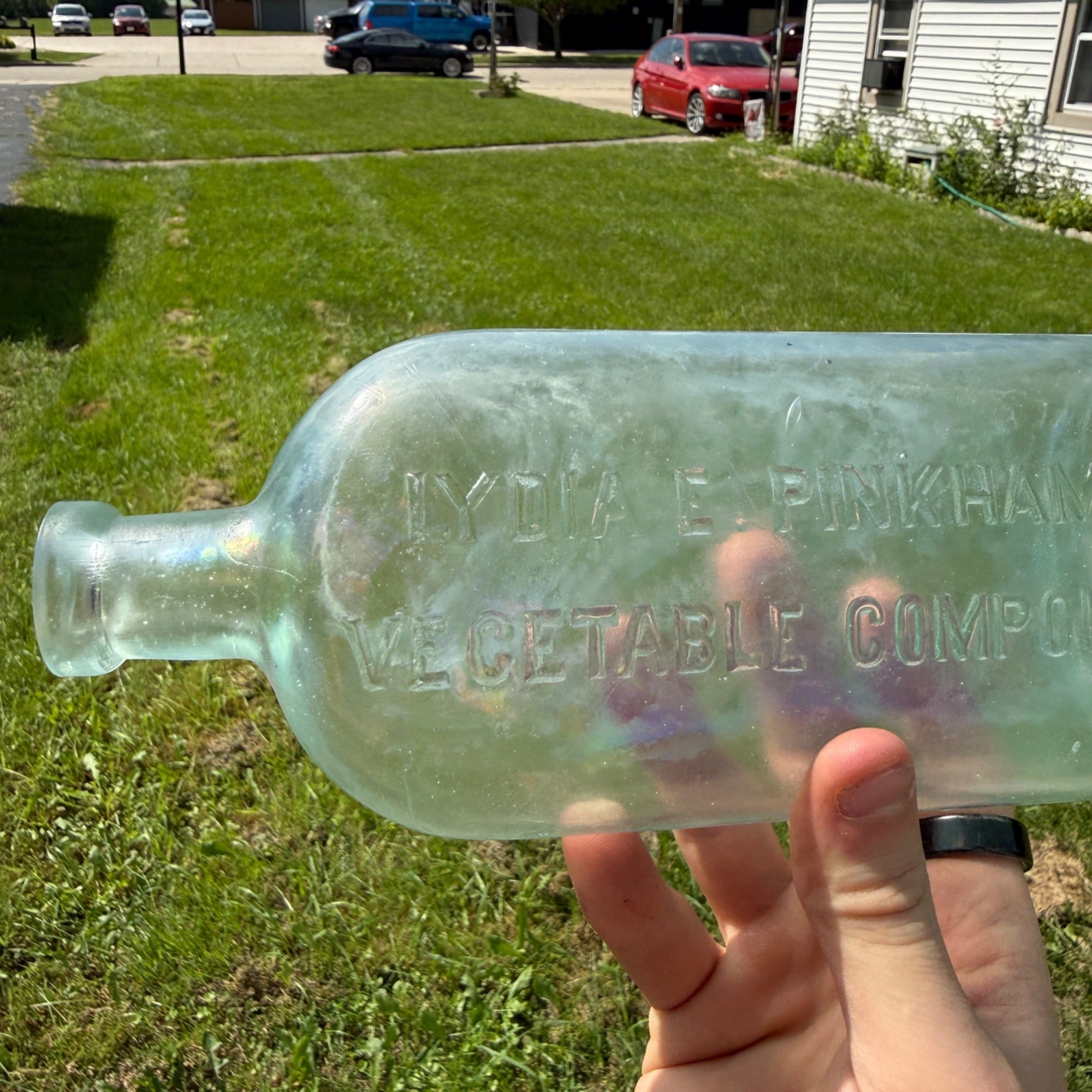 Early Blue Lydia Pinkham's Vegetable Compound Medicine Bottle Crude Blue