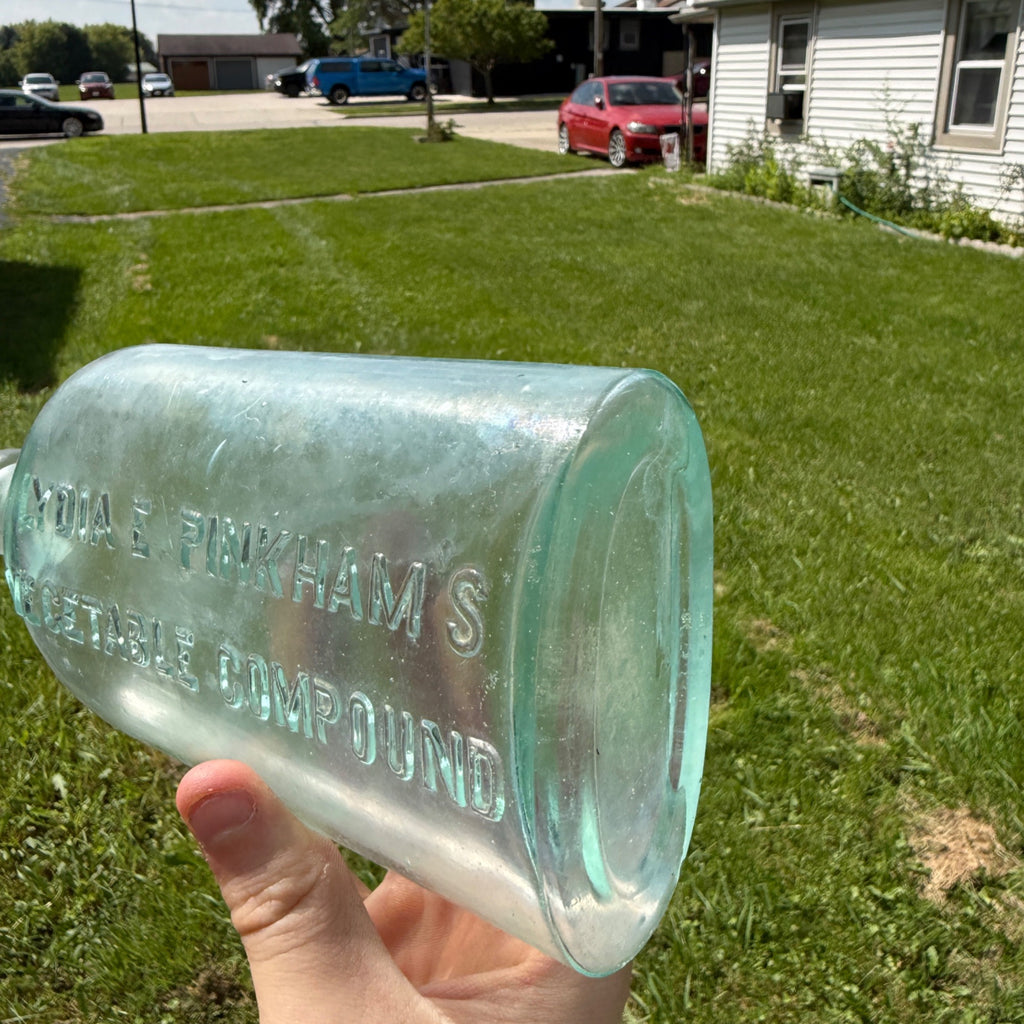 Early Blue Lydia Pinkham's Vegetable Compound Medicine Bottle Crude Blue