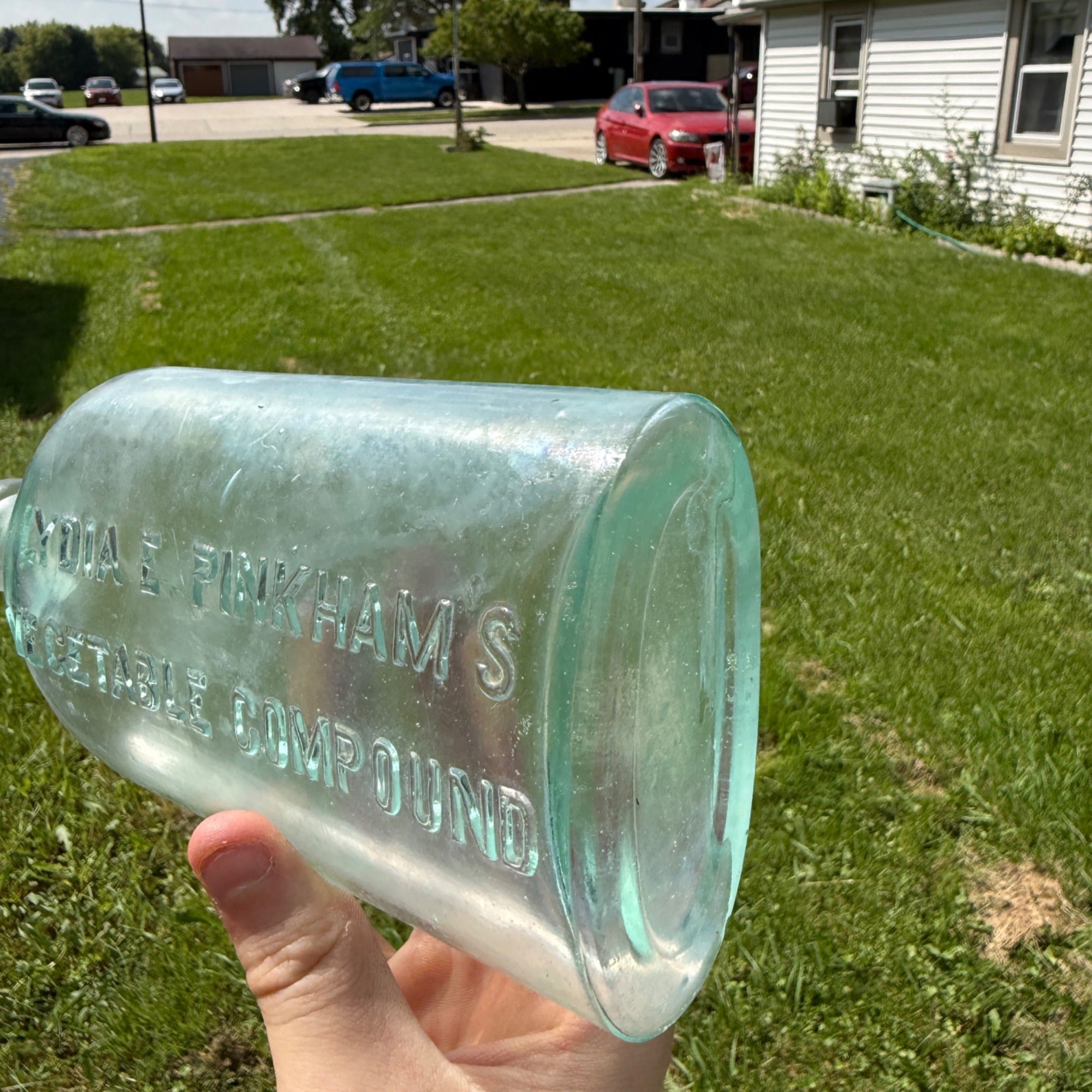 Early Blue Lydia Pinkham's Vegetable Compound Medicine Bottle Crude Blue