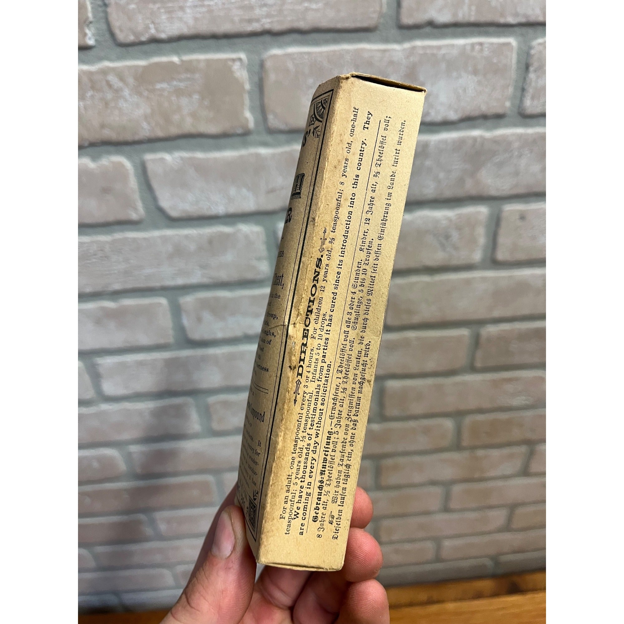 Vintage Andrew's German Cough Killer Empty Cardboard Box Drug Store Circa 1880's Andrews Chemical Co.