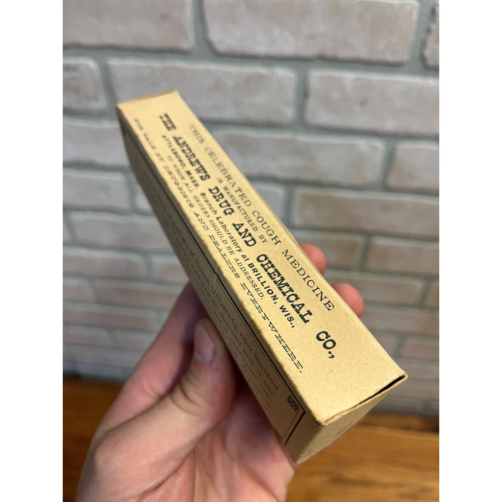 Vintage Andrew's German Cough Killer Empty Cardboard Box Drug Store Circa 1880's Andrews Chemical Co.