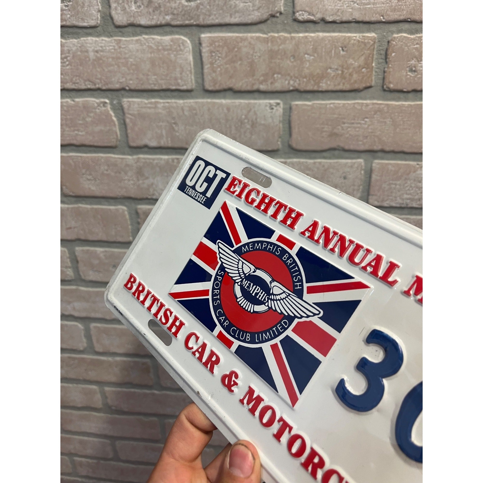 Vintage 8th Memphis British Car Cycle Fest Sports Car Club Metal License Plate