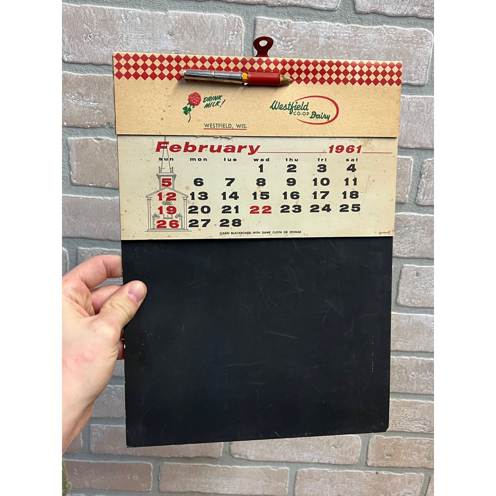 Vintage Westfield Co-Op Dairy Farm Wisconsin Advertising Calendar Sign Milk
