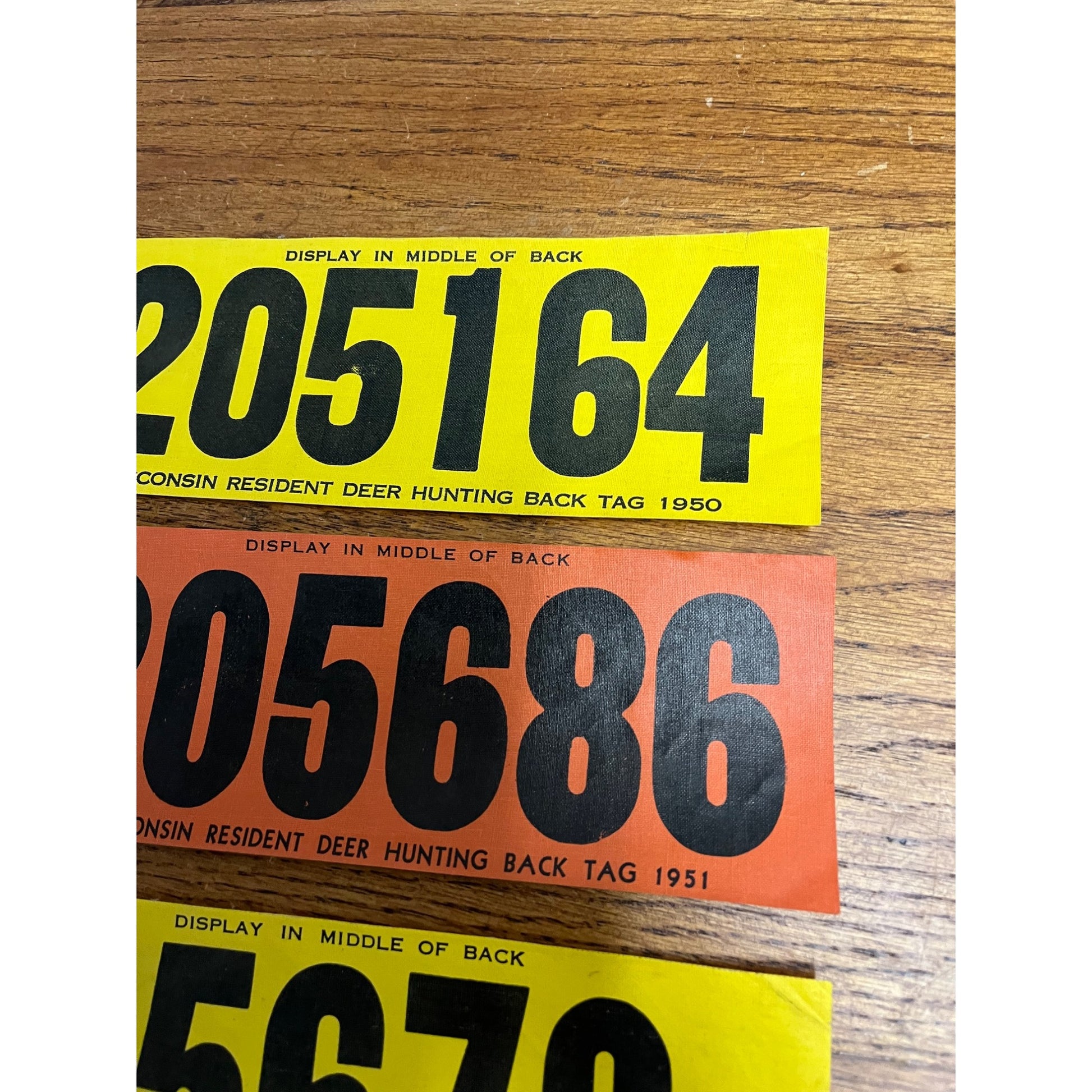 Vintage 1950 - 1952 Wisconsin Hunting Deer License Back Tags