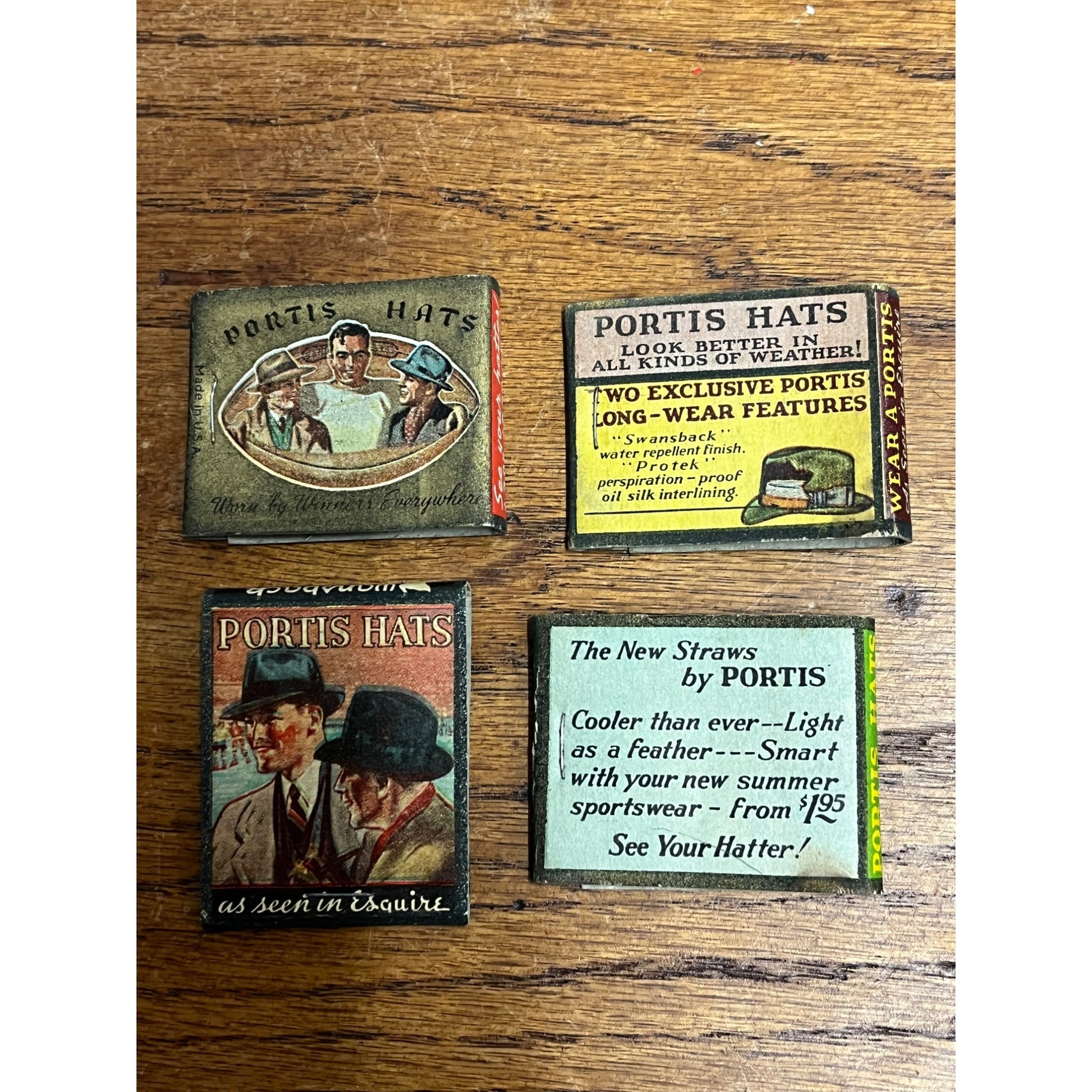 Vintage Lot (4) Portis Hats Unused FULL Matchbooks Advertising Starw Yodeler ++