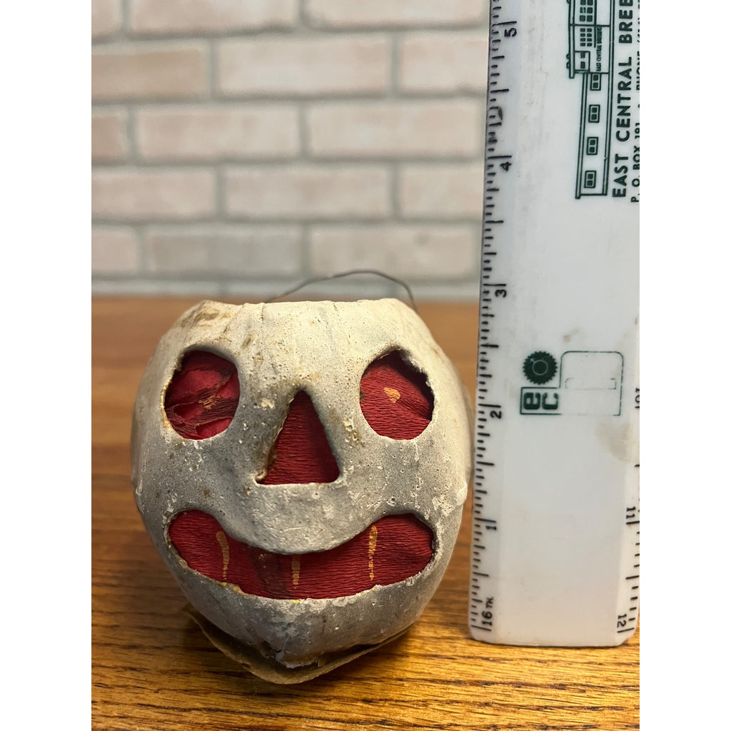RARE Antique German Ghost or Devil Ghoul Jack o' Lantern JOL White 3" Vintage