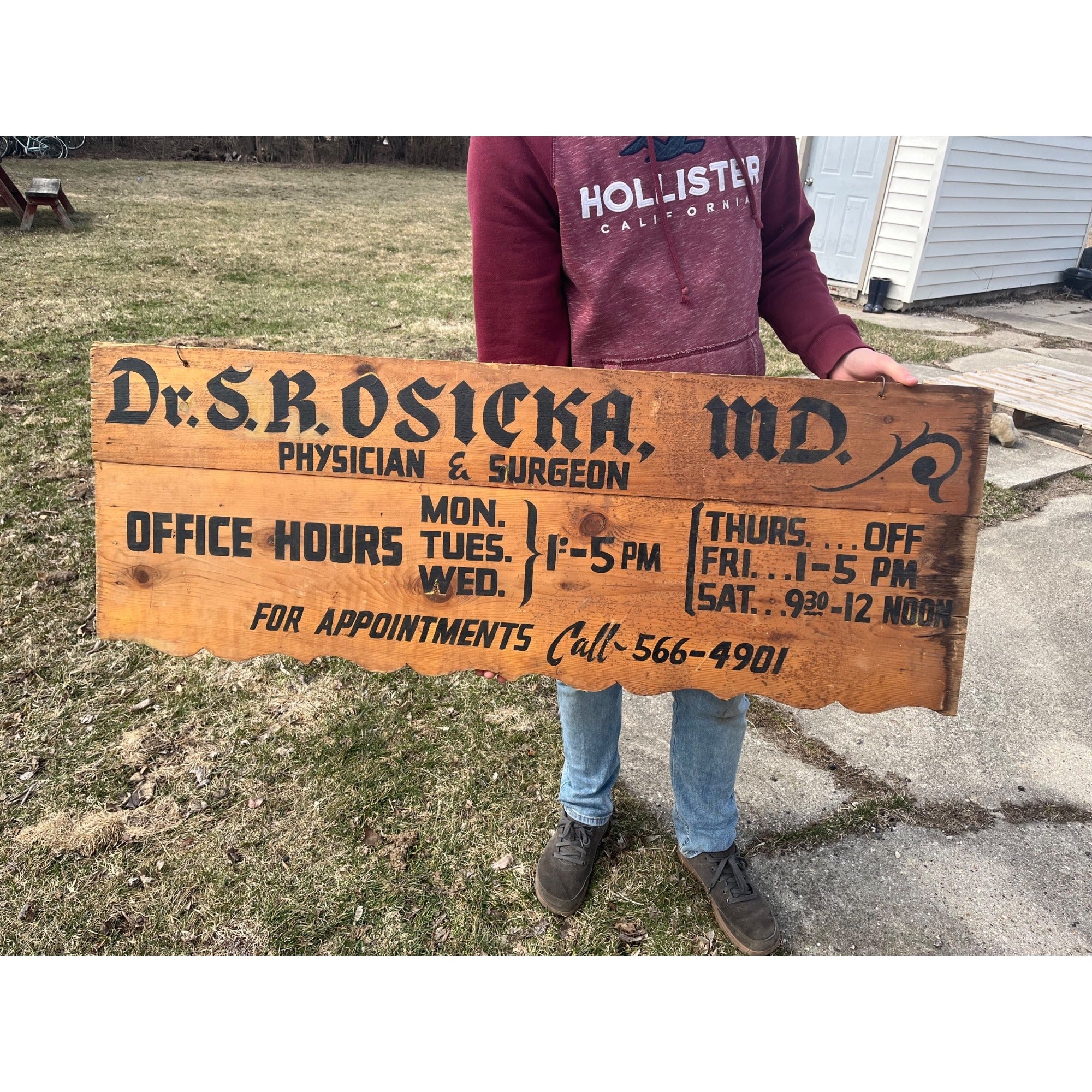 Vintage 1950s Dr. Osicka Redgranite Wisconsin Wooden Doctor Trade Sign