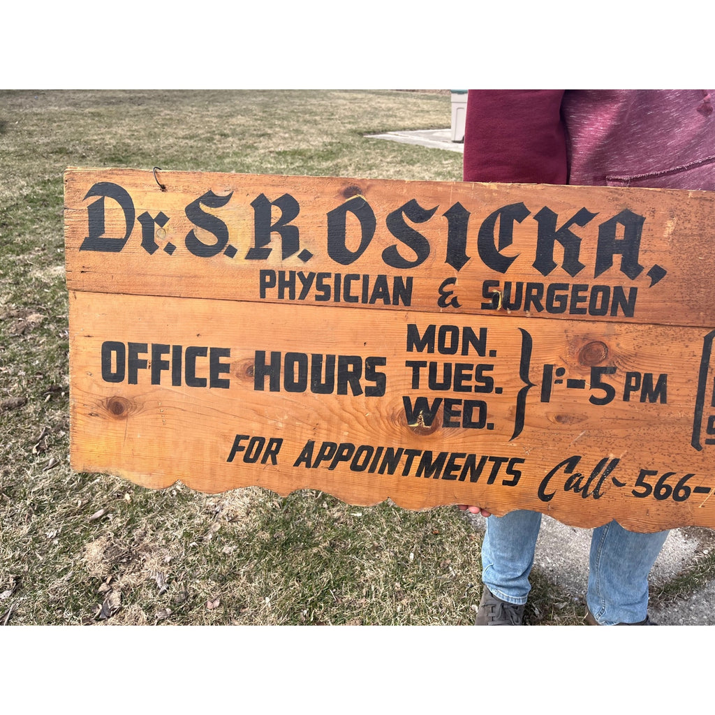 Vintage 1950s Dr. Osicka Redgranite Wisconsin Wooden Doctor Trade Sign