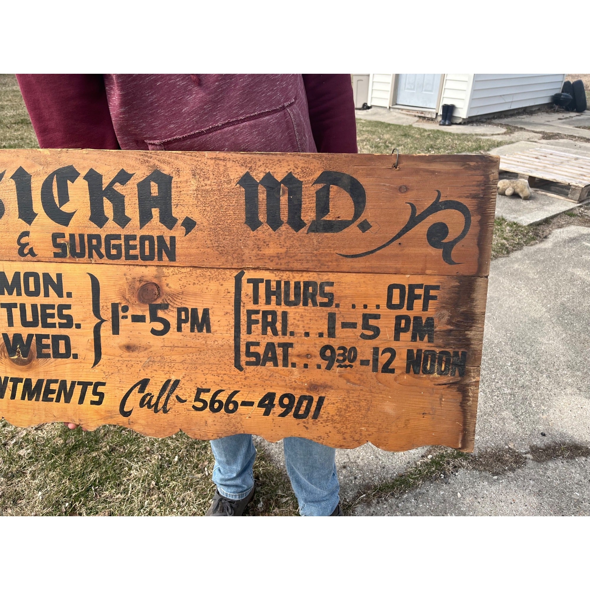 Vintage 1950s Dr. Osicka Redgranite Wisconsin Wooden Doctor Trade Sign