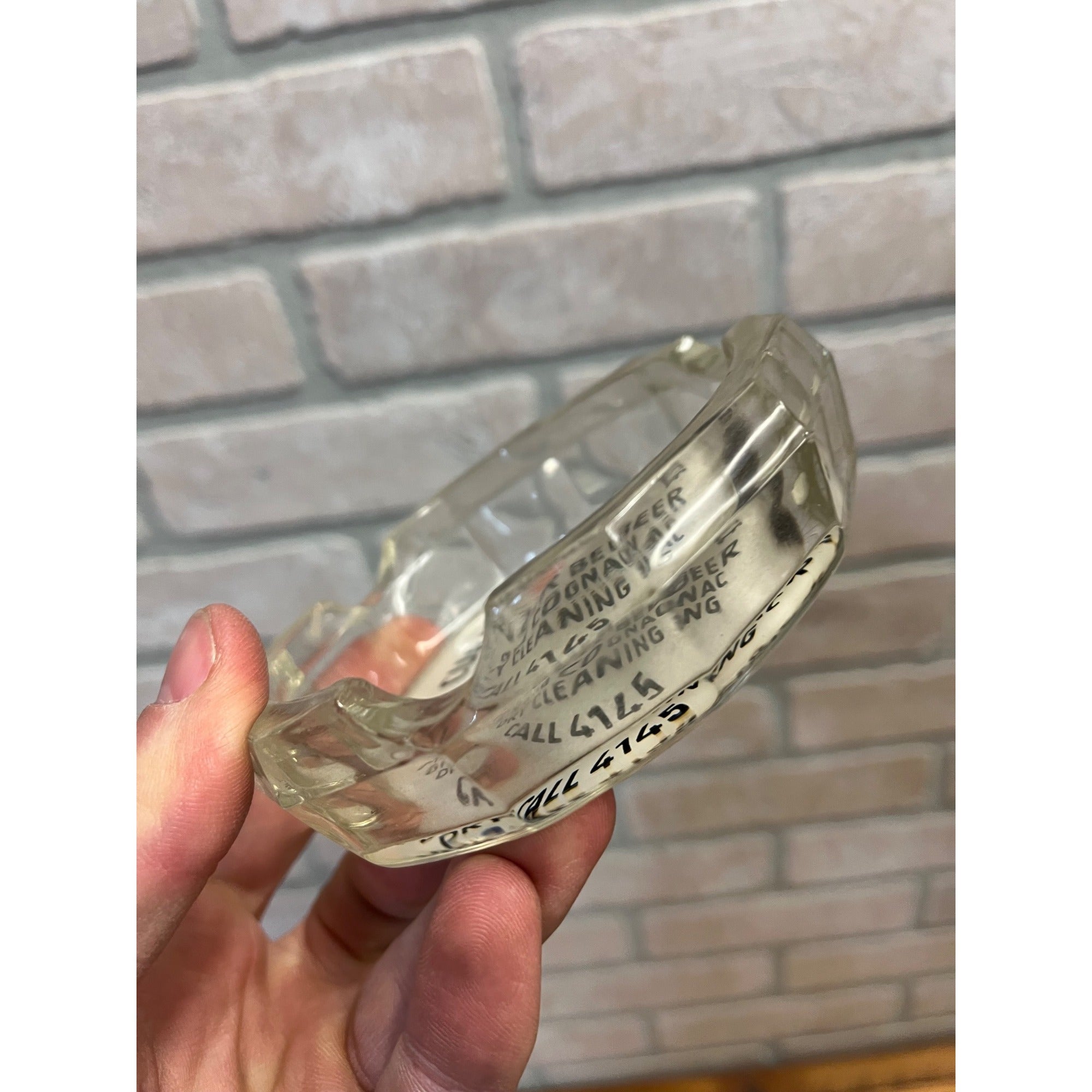 Vintage Mainzer Beer Gin  Curly's Home Service German Bier Advertising Glass Ashtray