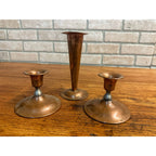 Vintage Arts & Crafts Style Candlesticks Holders (3) Viking Copper MS Co.