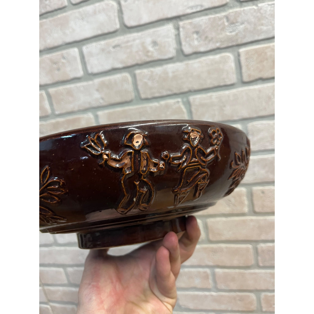Vintage Red Wing Pottery USA Dancing Pheasant Large Serving Salad Bowl 11"