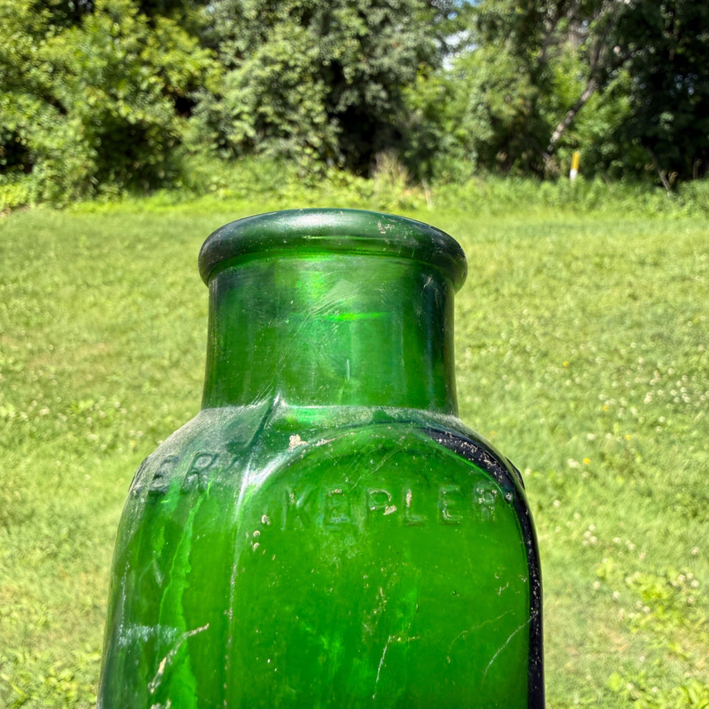 Kepler Green Glass Bottle Marked B W&C London Food Jar 1900s or 1800s