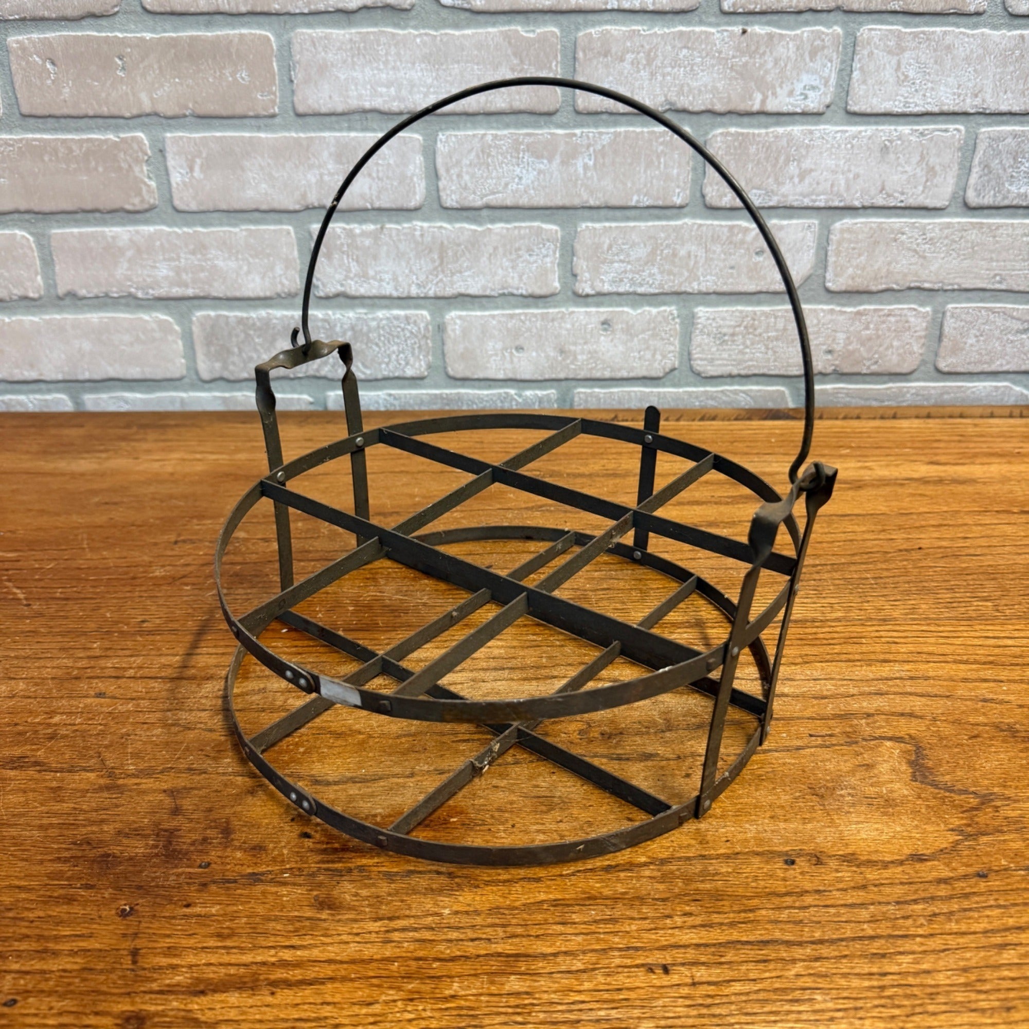 Antique Primitive Wire Pie Carrier Basket Cake Carrier Farmhouse Kitchen Decor