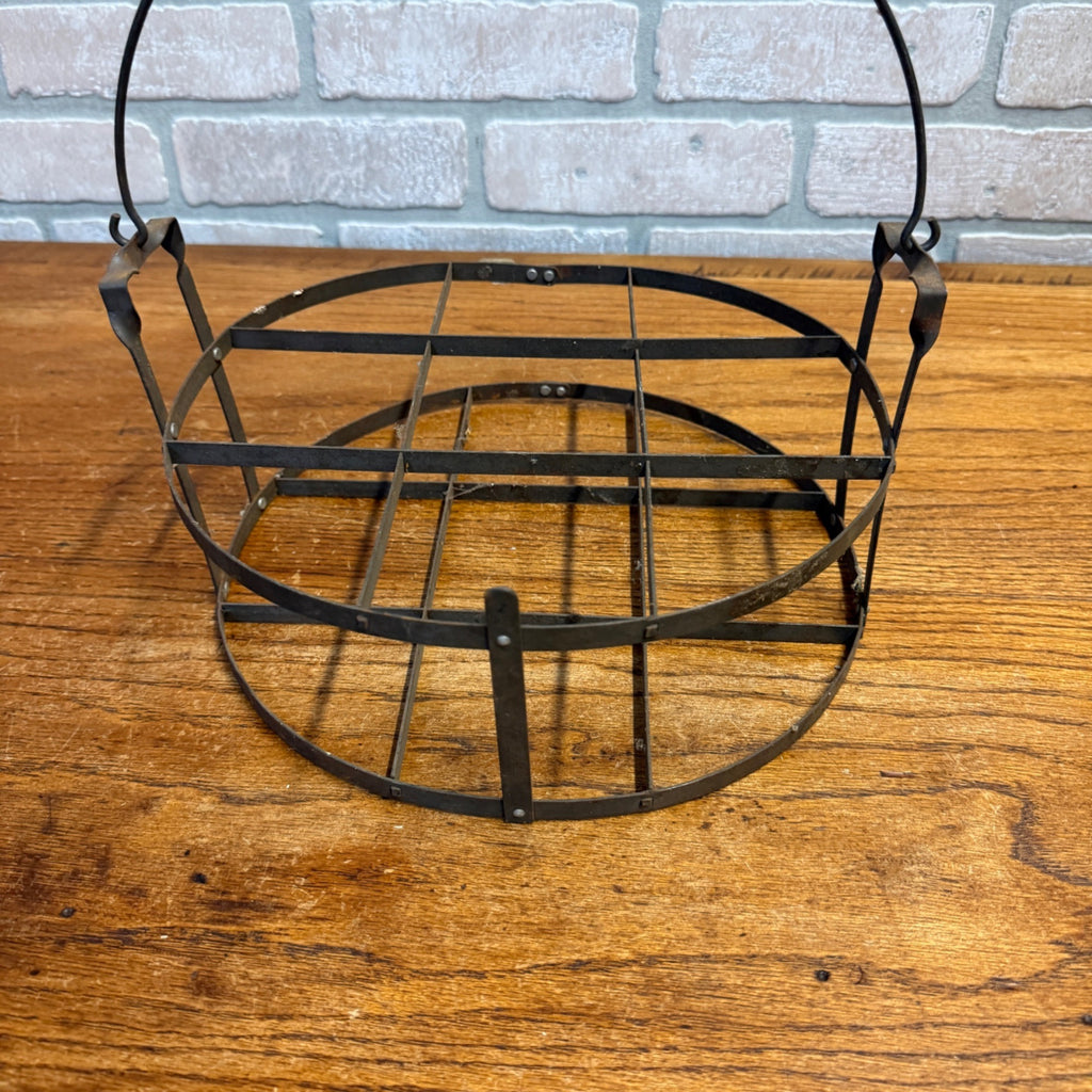 Antique Primitive Wire Pie Carrier Basket Cake Carrier Farmhouse Kitchen Decor