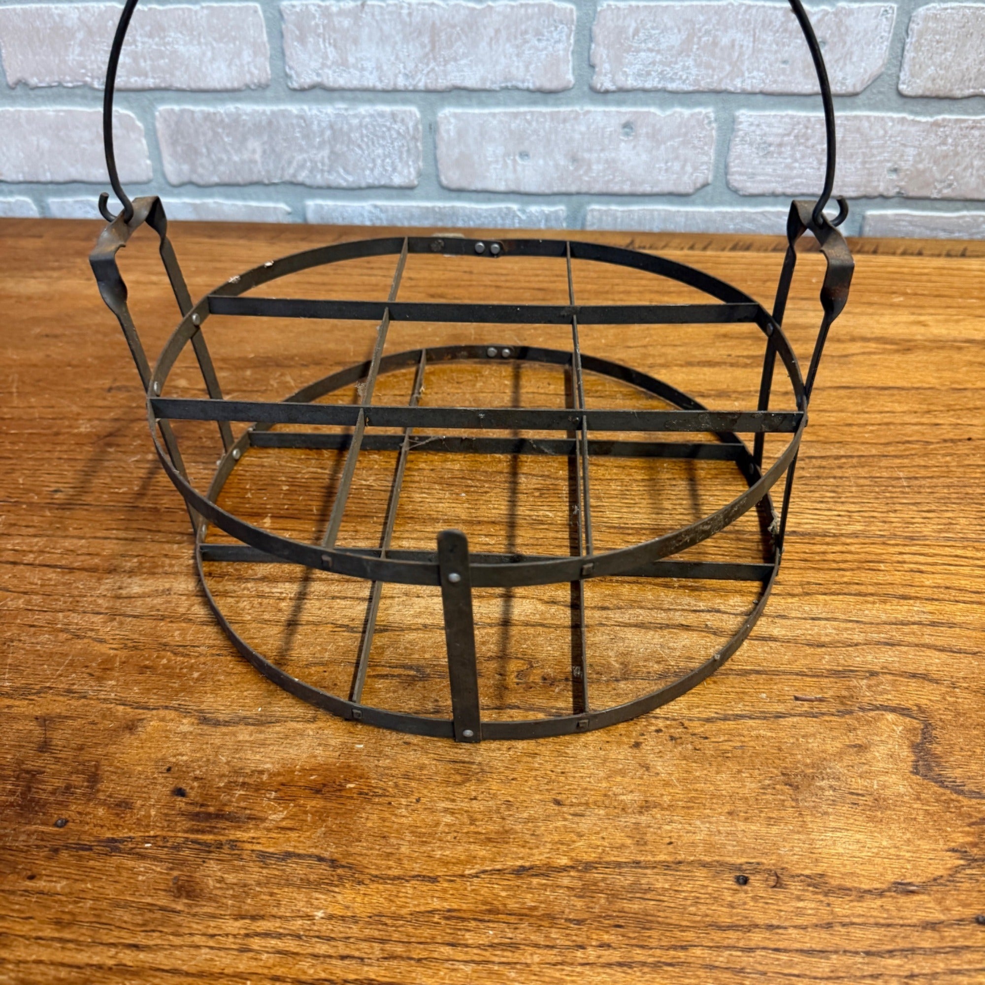 Antique Primitive Wire Pie Carrier Basket Cake Carrier Farmhouse Kitchen Decor