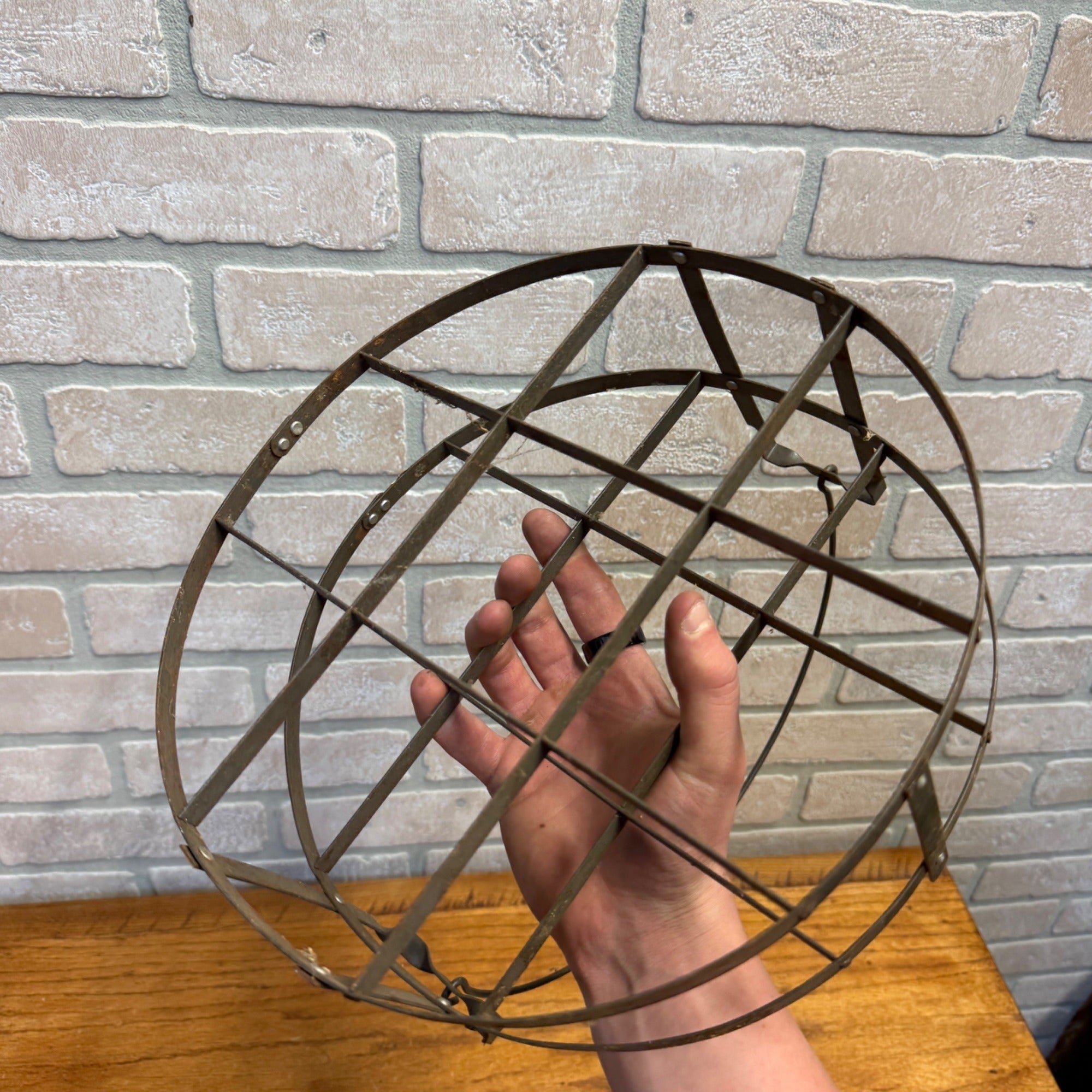 Antique Primitive Wire Pie Carrier Basket Cake Carrier Farmhouse Kitchen Decor