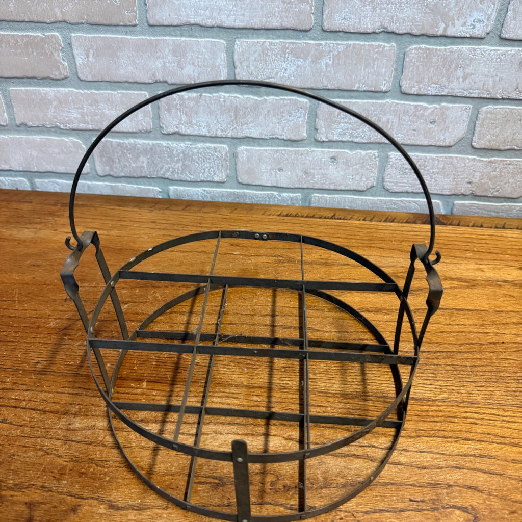 Antique Primitive Wire Pie Carrier Basket Cake Carrier Farmhouse Kitchen Decor