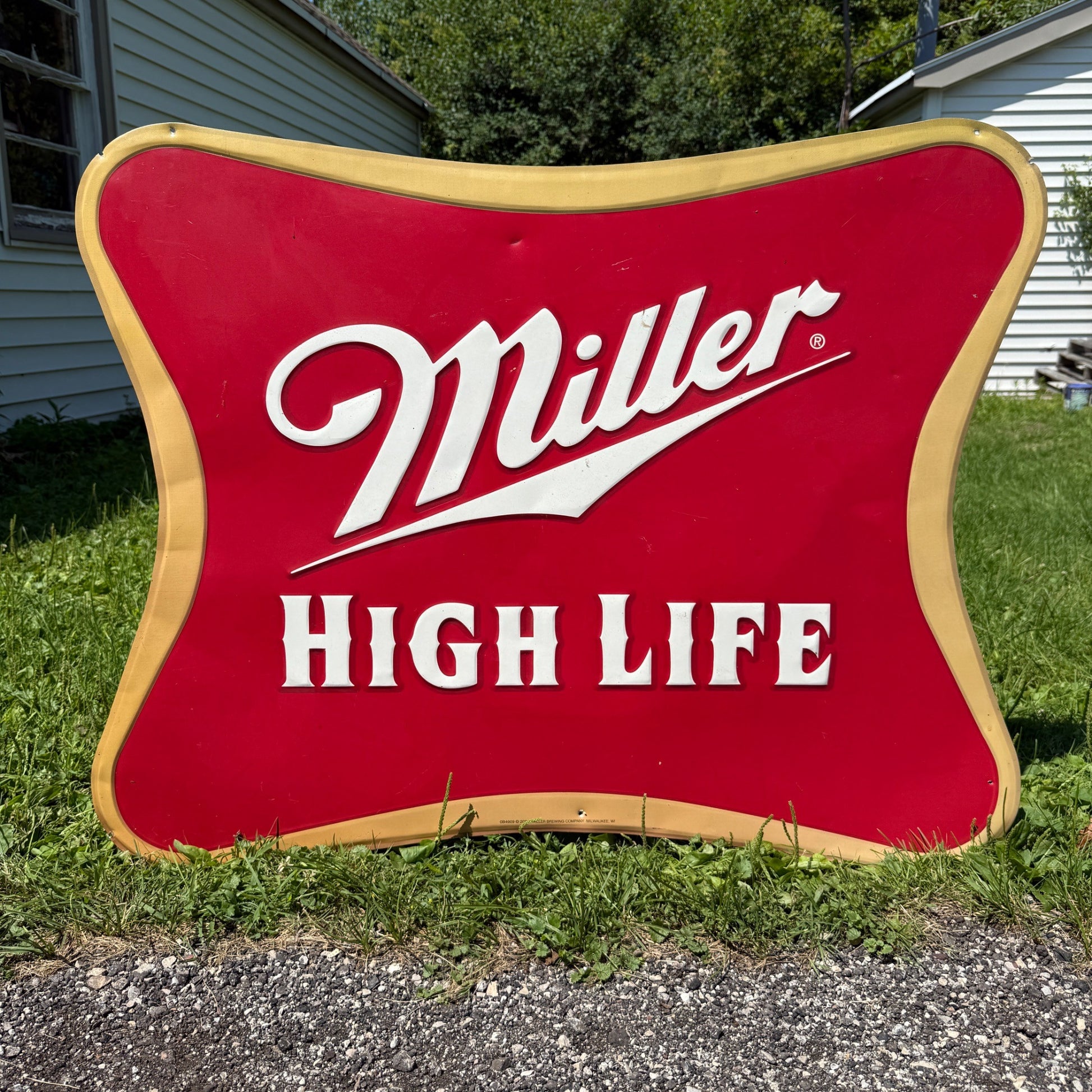 Large Miller High Life Beer Sign Metal Tin 2001