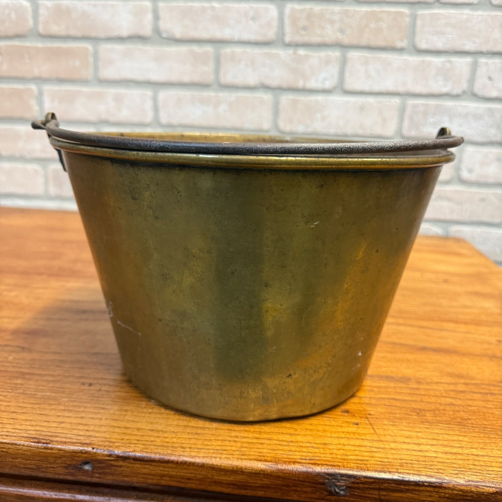 1880s Waterbury Brass Company Brass Bucket Pail Rat Tail Handle 1851