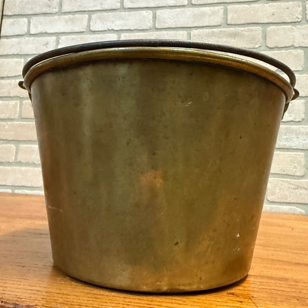 1880s Waterbury Brass Company Brass Bucket Pail Rat Tail Handle 1851