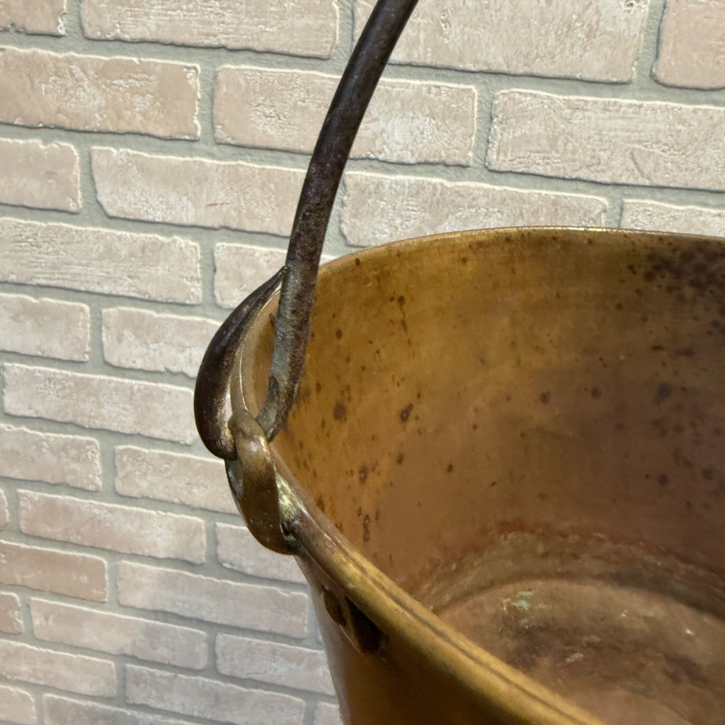 1880s Waterbury Brass Company Brass Bucket Pail Rat Tail Handle 1851