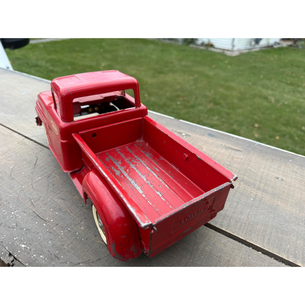 Vintage Tonka Red Stepside Pickup Truck Pressed Steel Toy